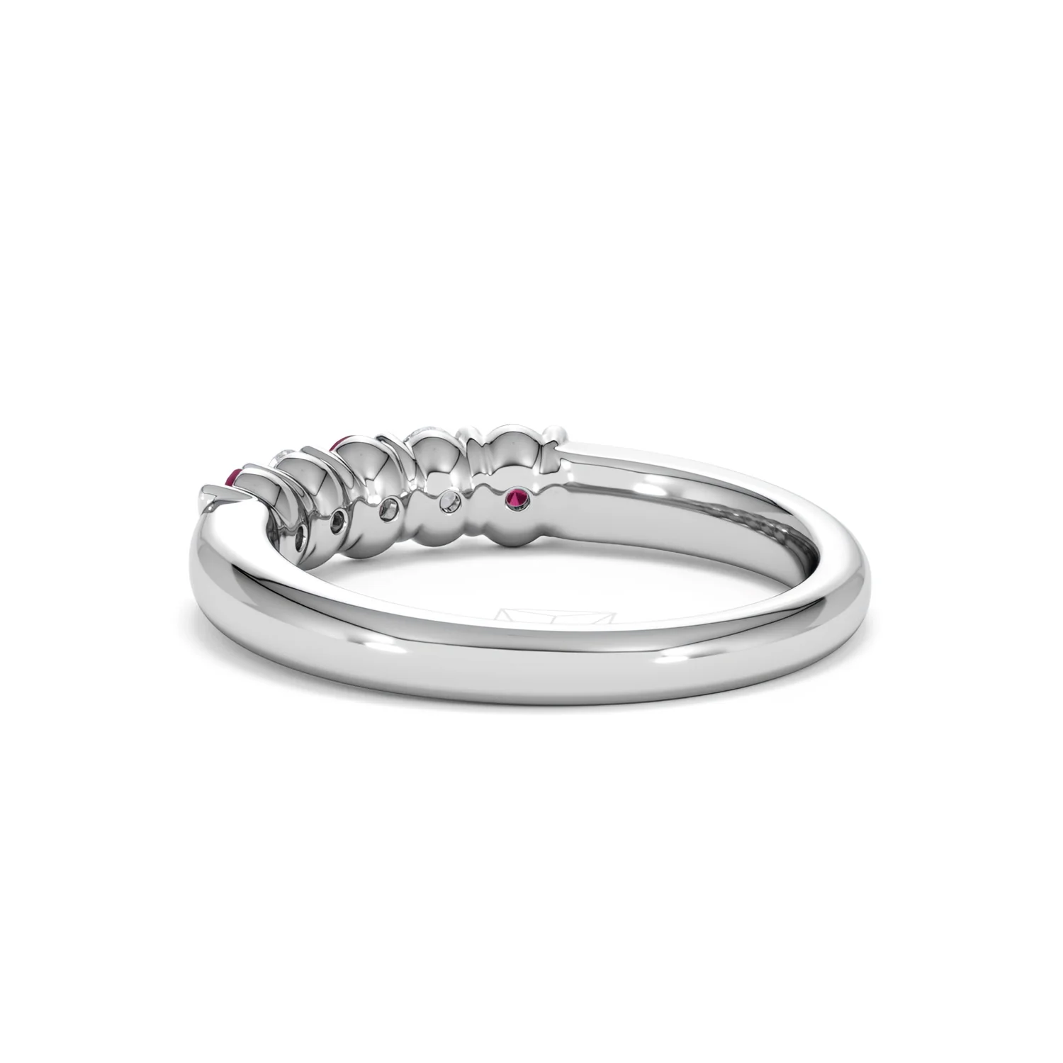 Solene 0.75ct Oval Cut Lab Ruby and Lab Diamond Half Band Eternity Ring in 18K White Gold - Image 57