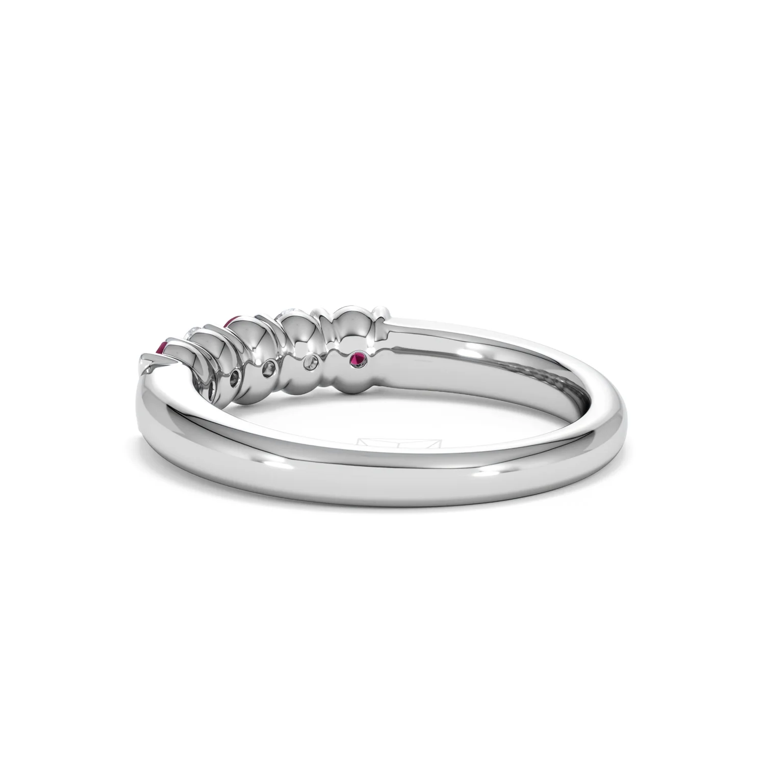 Solene 0.75ct Oval Cut Lab Ruby and Lab Diamond Half Band Eternity Ring in 18K White Gold - Image 58