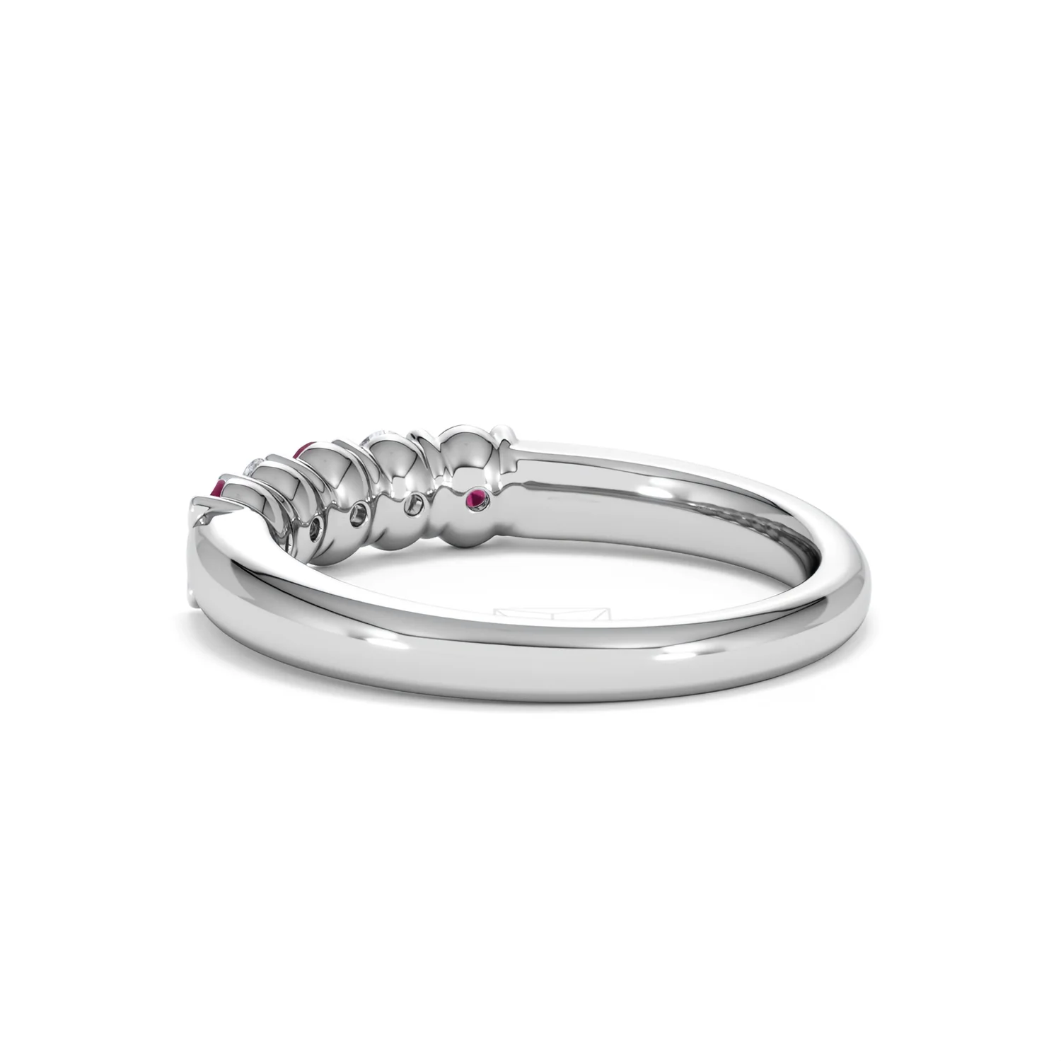 Solene 0.75ct Oval Cut Lab Ruby and Lab Diamond Half Band Eternity Ring in 18K White Gold - Image 59