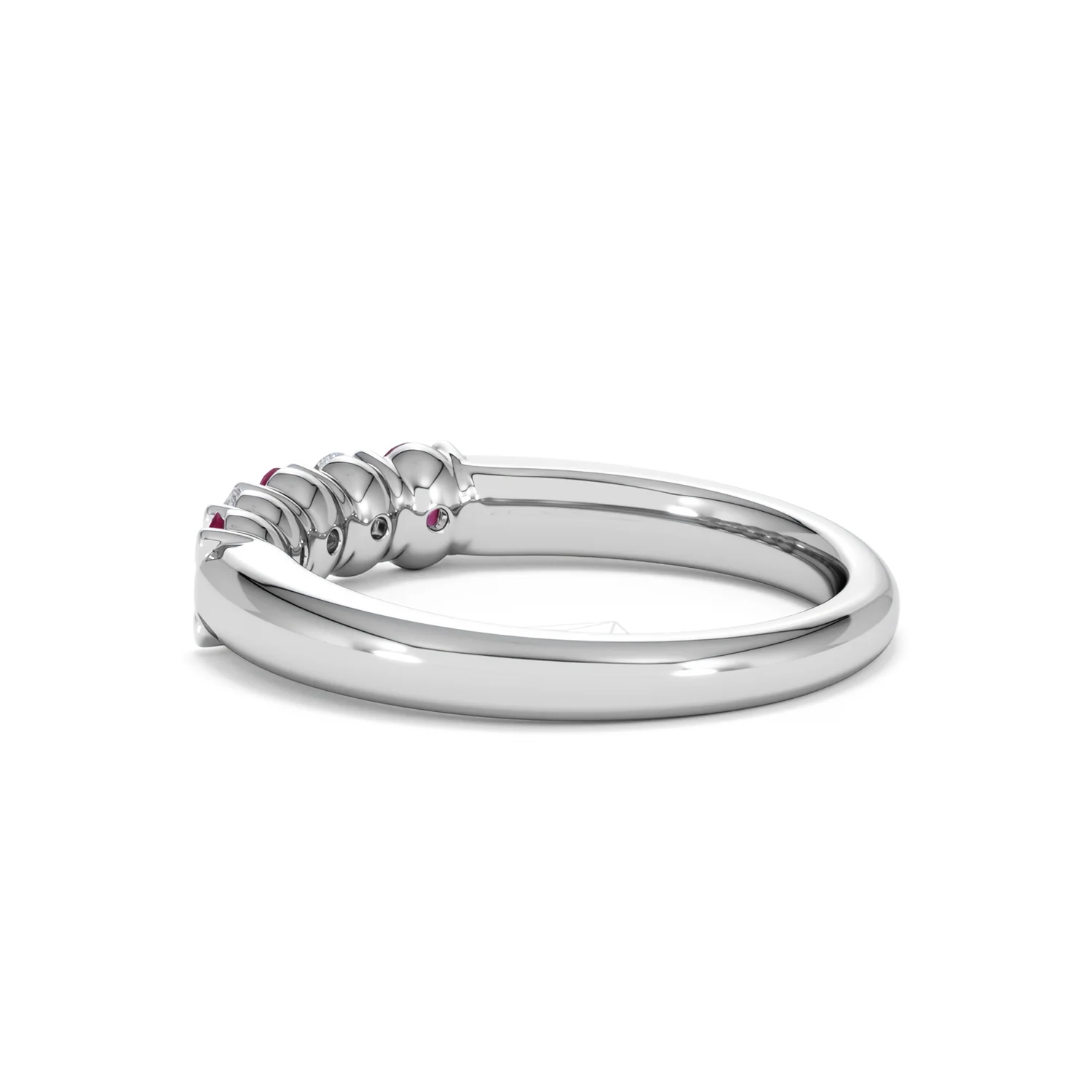Solene 0.75ct Oval Cut Lab Ruby and Lab Diamond Half Band Eternity Ring in 18K White Gold - Image 62