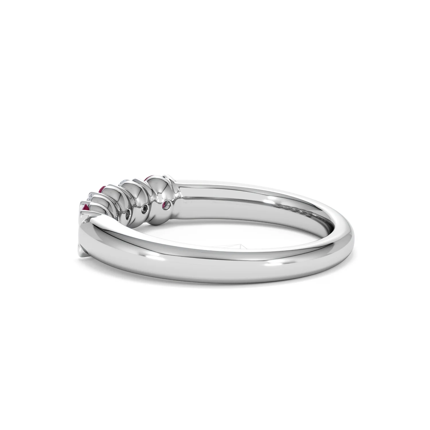 Solene 0.75ct Oval Cut Lab Ruby and Lab Diamond Half Band Eternity Ring in 18K White Gold - Image 63