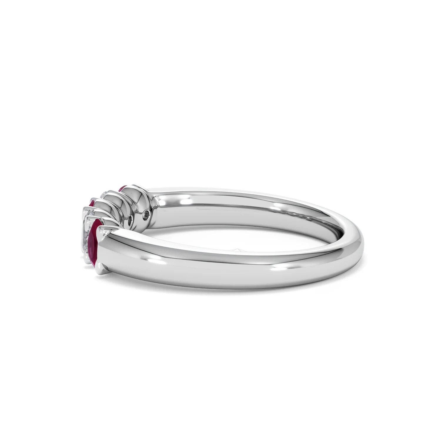 Solene 0.75ct Oval Cut Lab Ruby and Lab Diamond Half Band Eternity Ring in 18K White Gold - Image 67