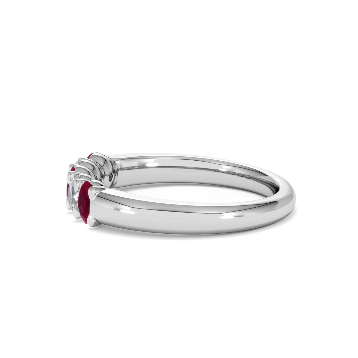 Solene 0.75ct Oval Cut Lab Ruby and Lab Diamond Half Band Eternity Ring in 18K White Gold - Image 69