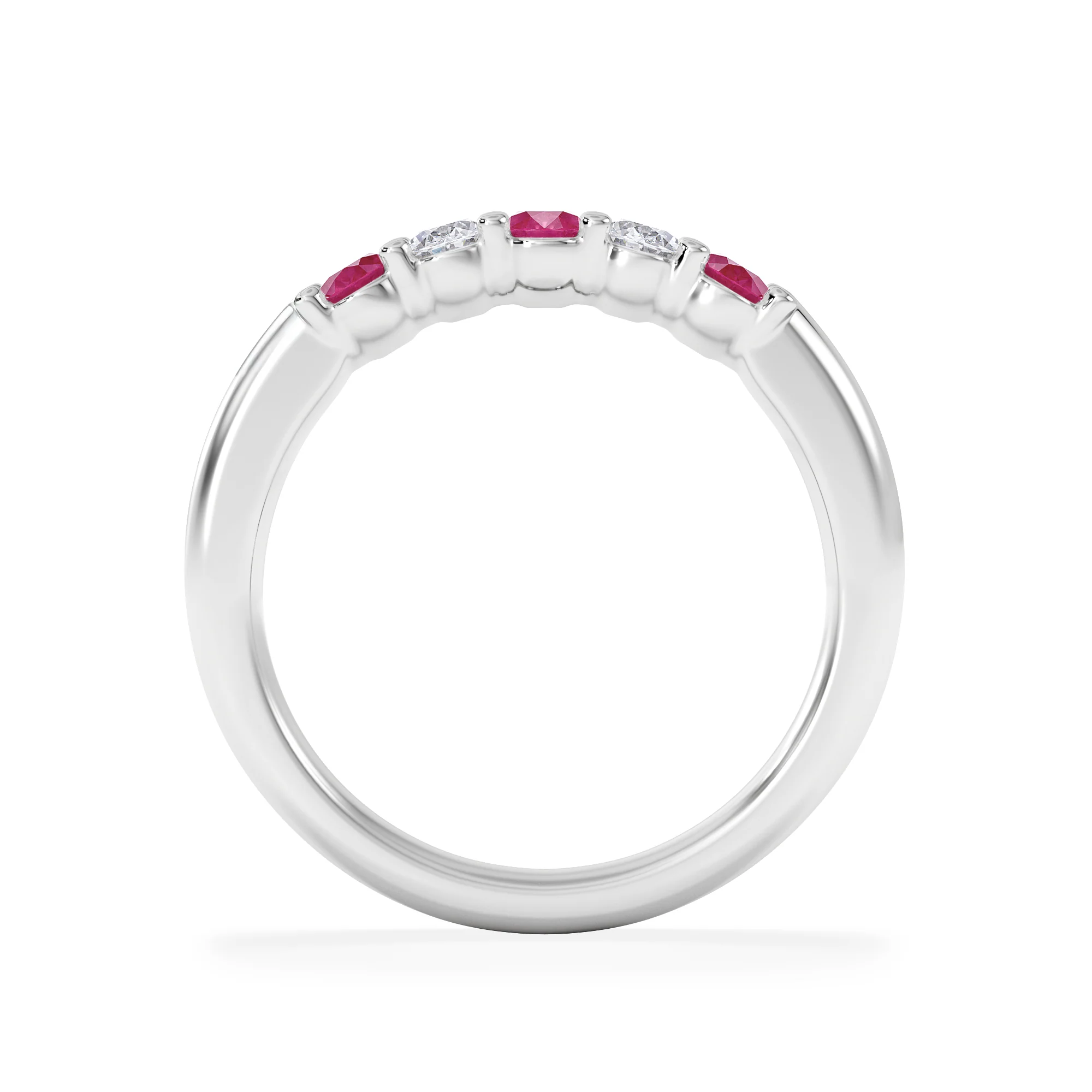 Solene 0.75ct Oval Cut Lab Ruby and Lab Diamond Half Band Eternity Ring in 18K White Gold - Image 7