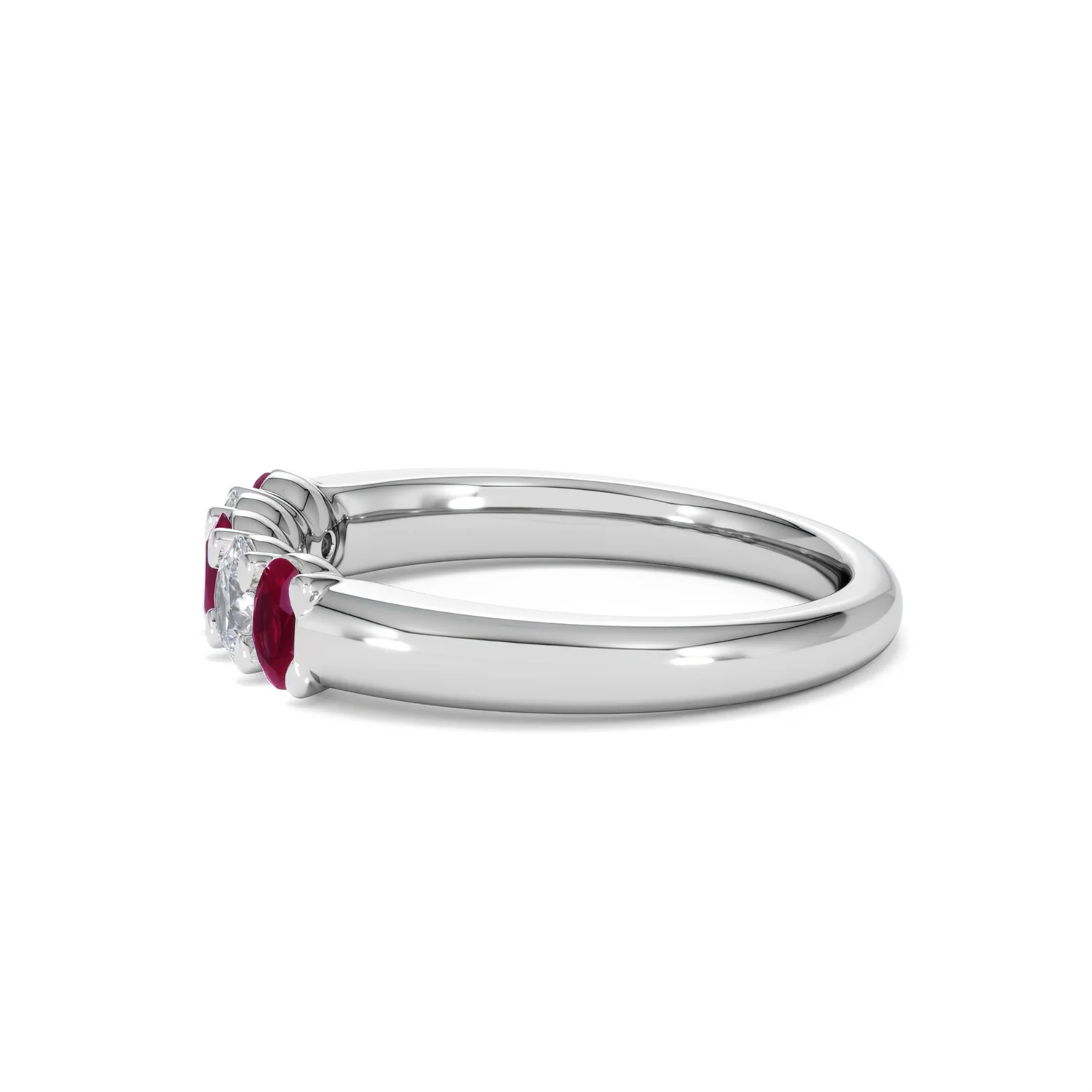 Solene 0.75ct Oval Cut Lab Ruby and Lab Diamond Half Band Eternity Ring in 18K White Gold - Image 70