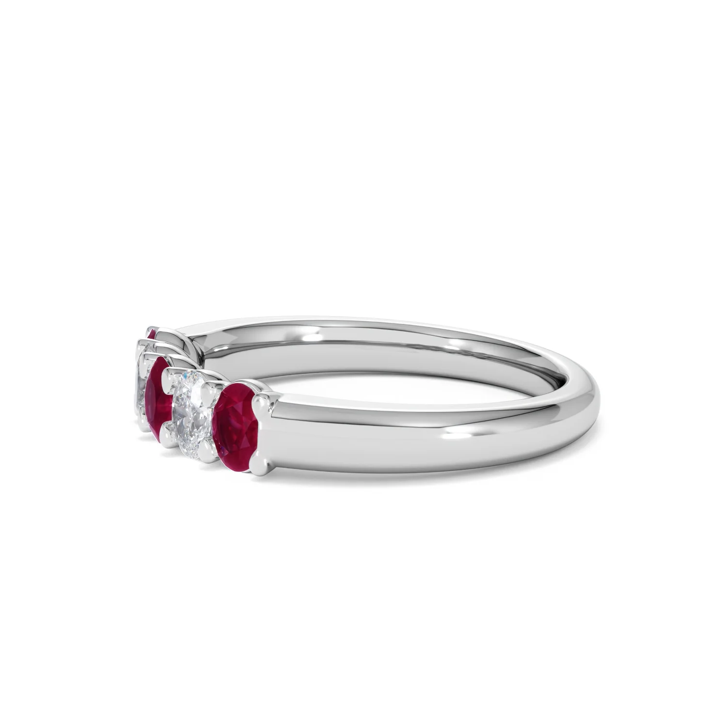 Solene 0.75ct Oval Cut Lab Ruby and Lab Diamond Half Band Eternity Ring in 18K White Gold - Image 74