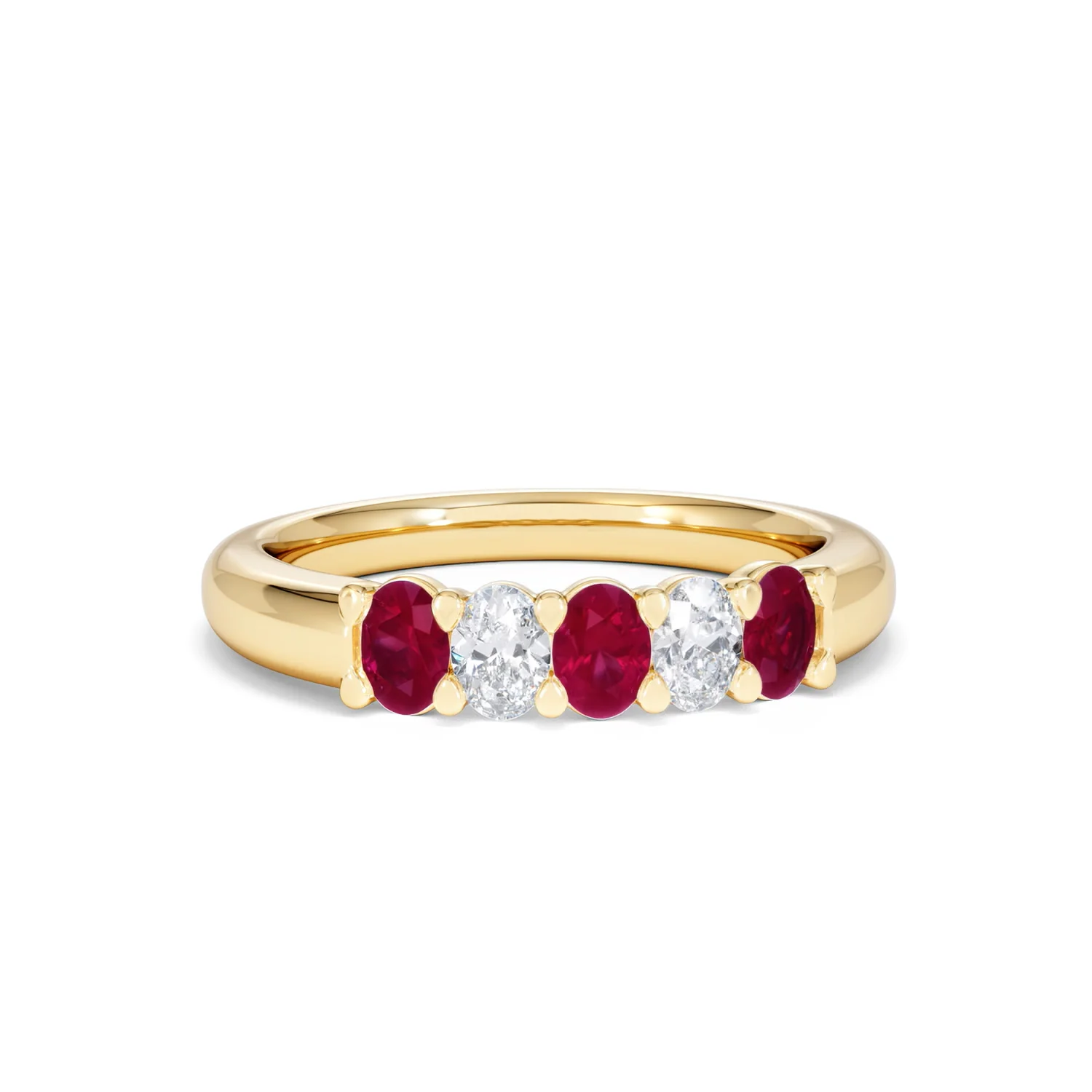 Solene 0.75ct Oval Cut Lab Ruby and Lab Diamond Half Band Eternity Ring in 18K Yellow Gold - Image 11