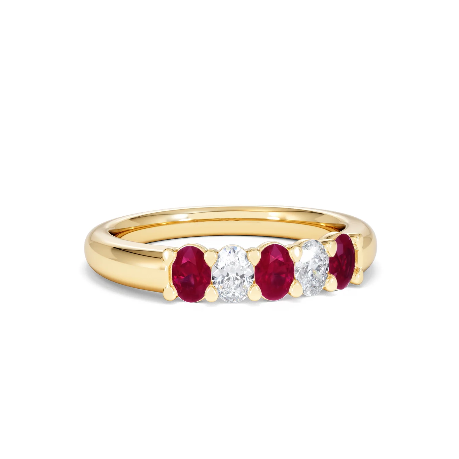 Solene 0.75ct Oval Cut Lab Ruby and Lab Diamond Half Band Eternity Ring in 18K Yellow Gold - Image 13