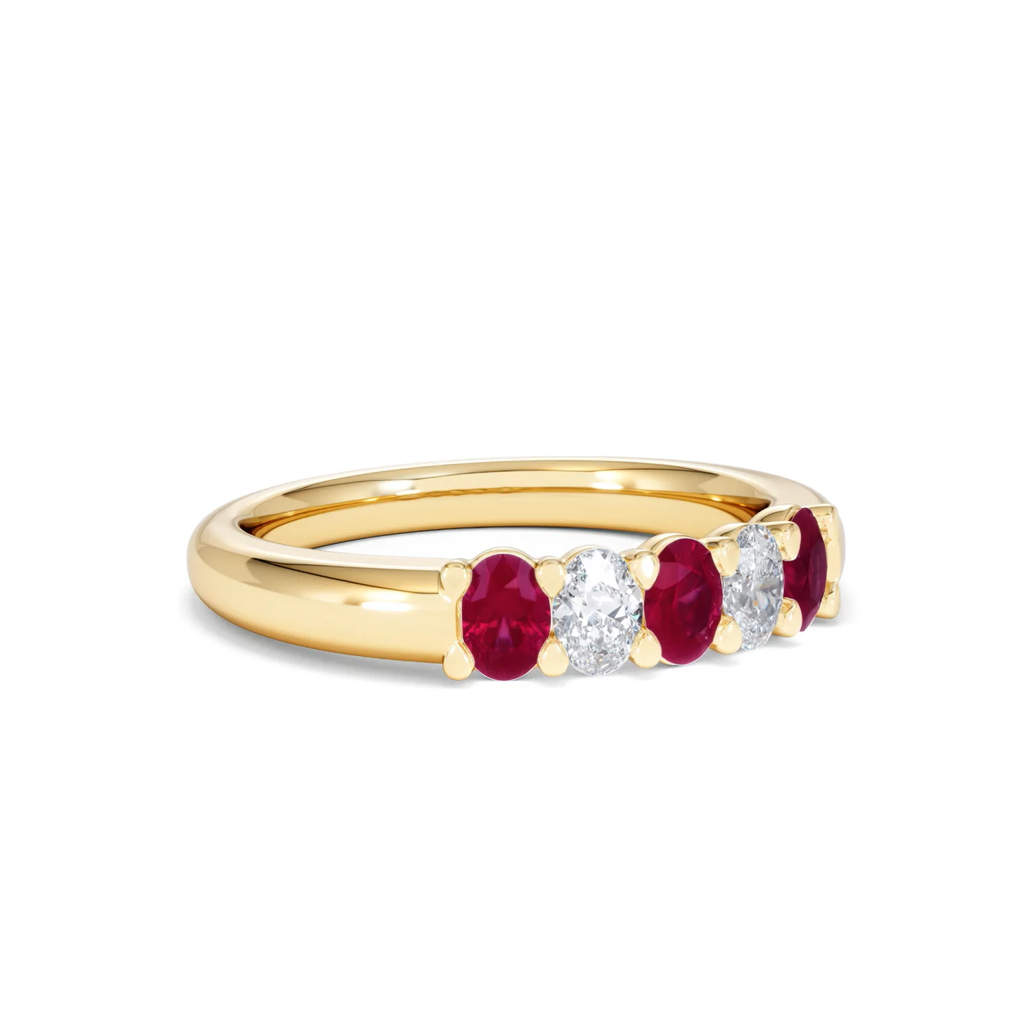 Solene 0.75ct Oval Cut Lab Ruby and Lab Diamond Half Band Eternity Ring in 18K Yellow Gold - Image 16