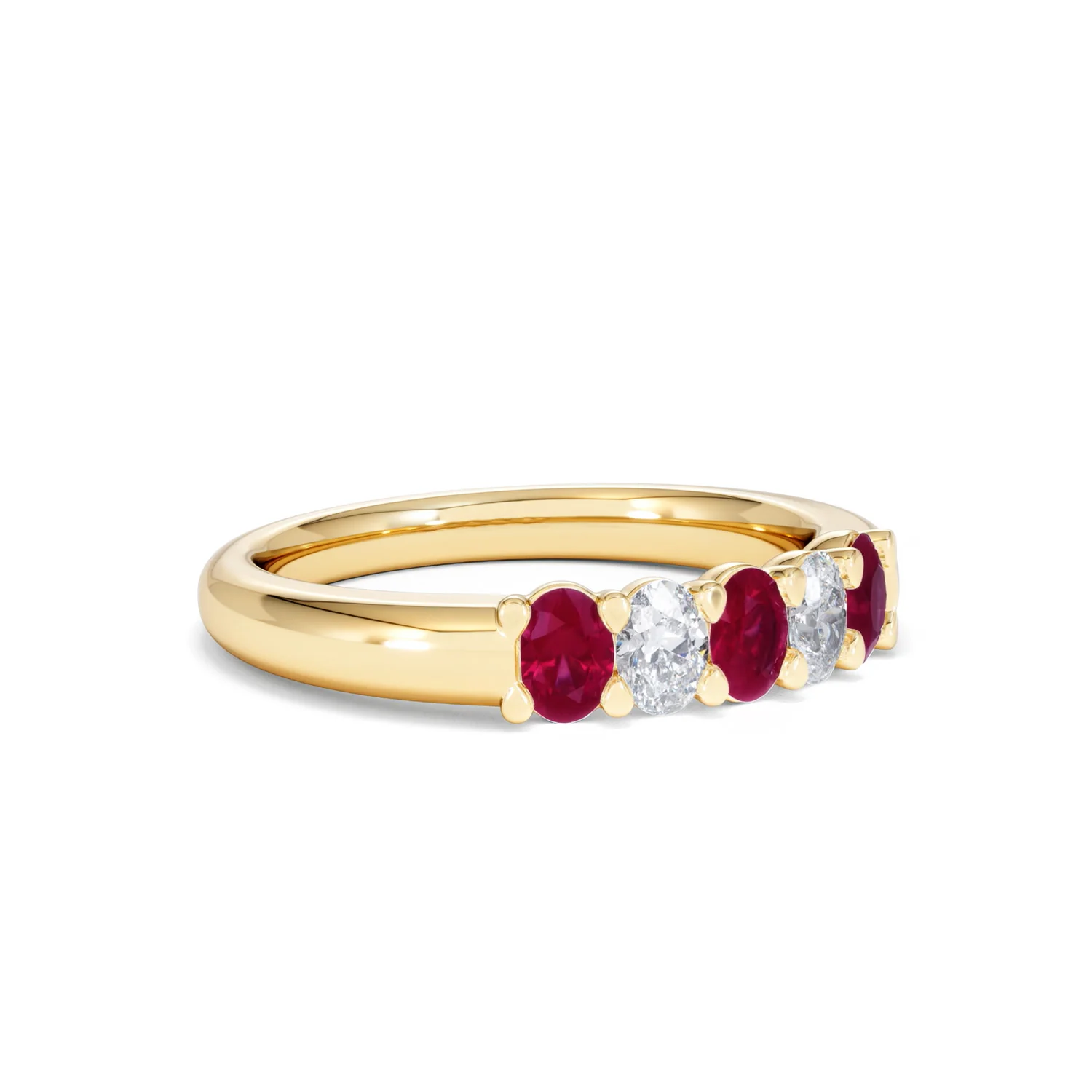 Solene 0.75ct Oval Cut Lab Ruby and Lab Diamond Half Band Eternity Ring in 18K Yellow Gold - Image 17
