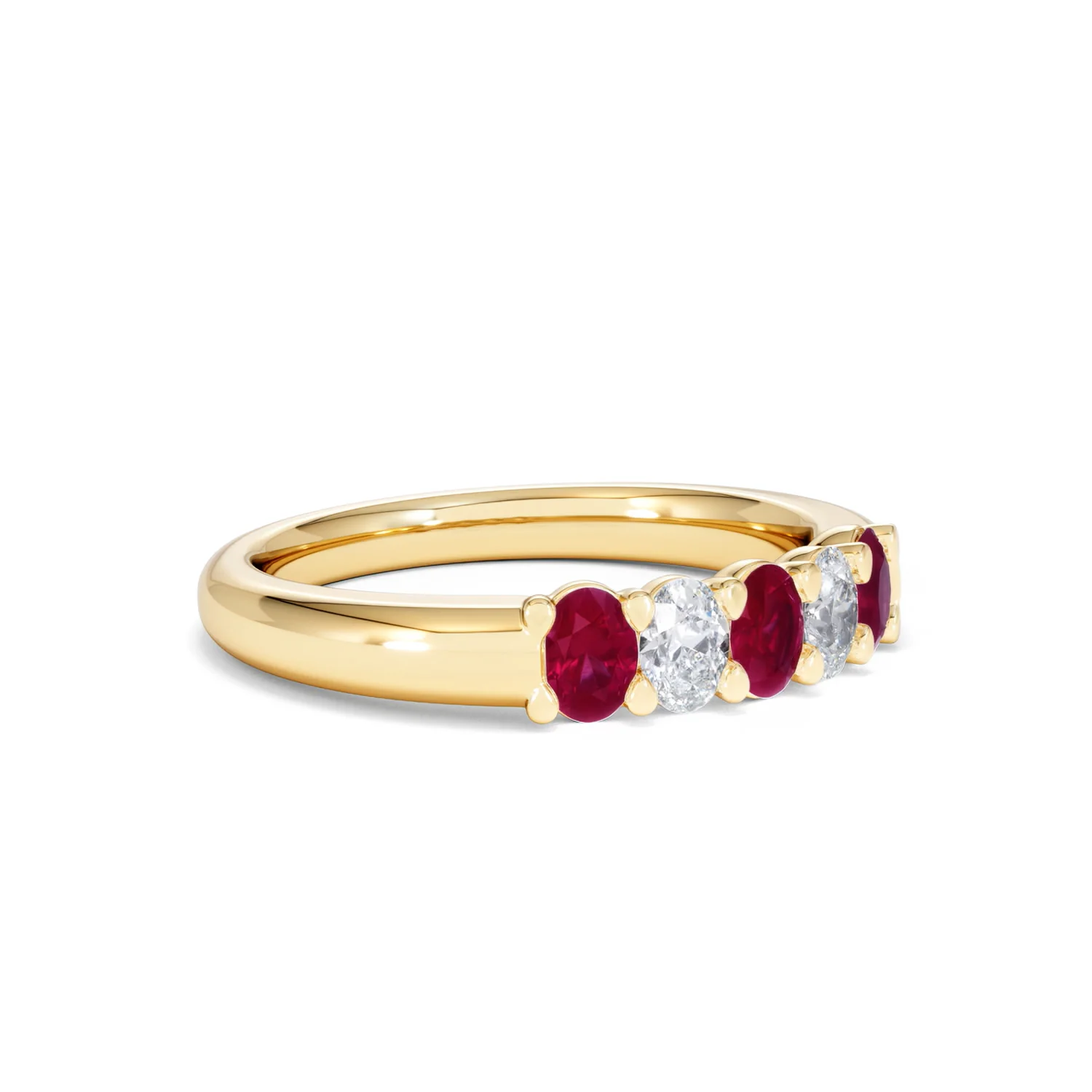Solene 0.75ct Oval Cut Lab Ruby and Lab Diamond Half Band Eternity Ring in 18K Yellow Gold - Image 18