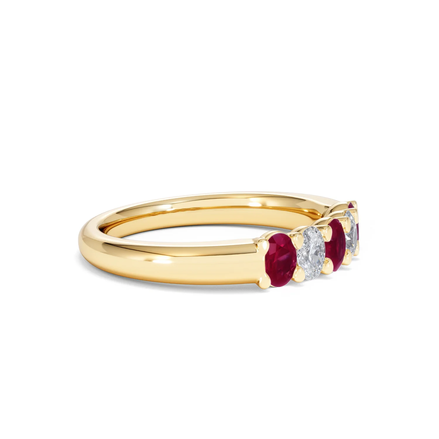 Solene 0.75ct Oval Cut Lab Ruby and Lab Diamond Half Band Eternity Ring in 18K Yellow Gold - Image 22