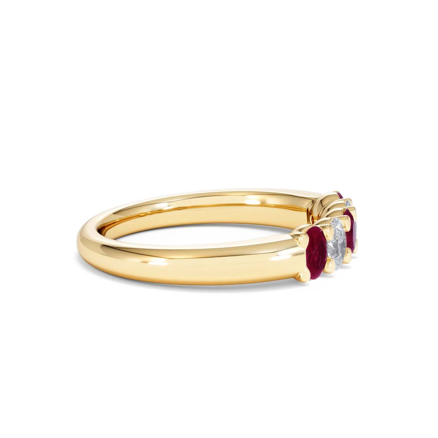 Solene 0.75ct Oval Cut Lab Ruby and Lab Diamond Half Band Eternity Ring in 18K Yellow Gold - Image 26