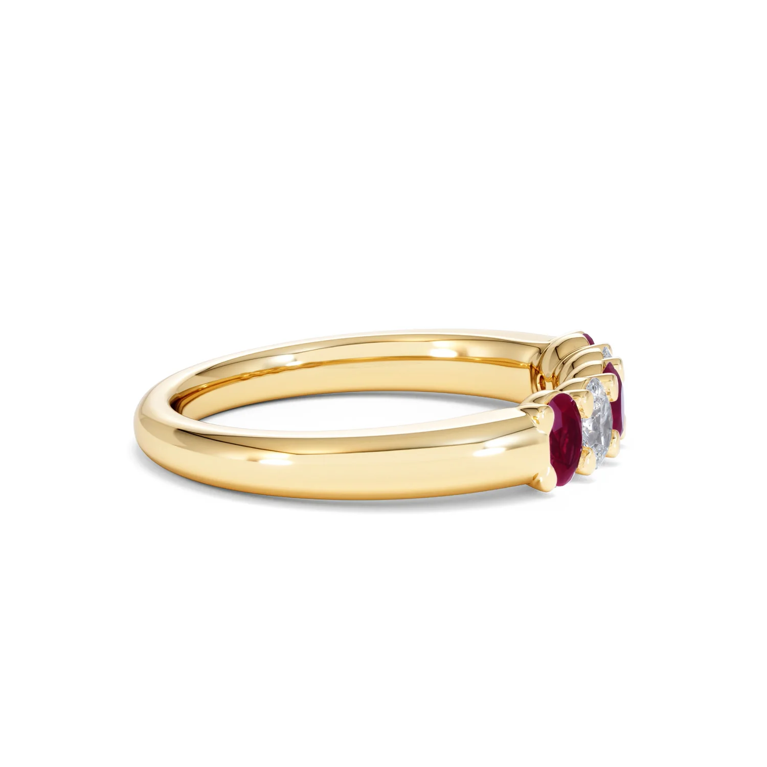 Solene 0.75ct Oval Cut Lab Ruby and Lab Diamond Half Band Eternity Ring in 18K Yellow Gold - Image 27