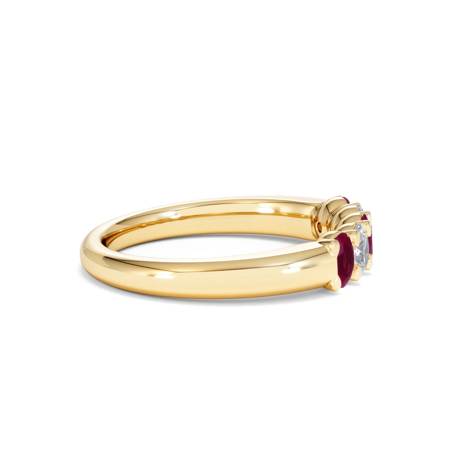 Solene 0.75ct Oval Cut Lab Ruby and Lab Diamond Half Band Eternity Ring in 18K Yellow Gold - Image 28