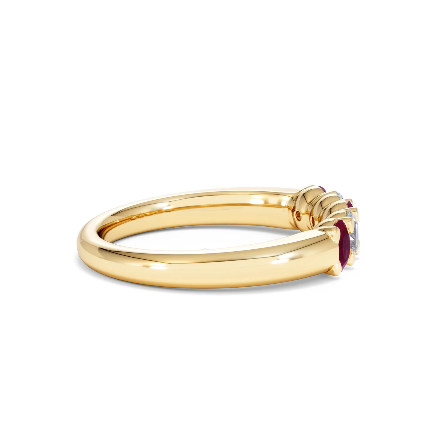 Solene 0.75ct Oval Cut Lab Ruby and Lab Diamond Half Band Eternity Ring in 18K Yellow Gold - Image 30