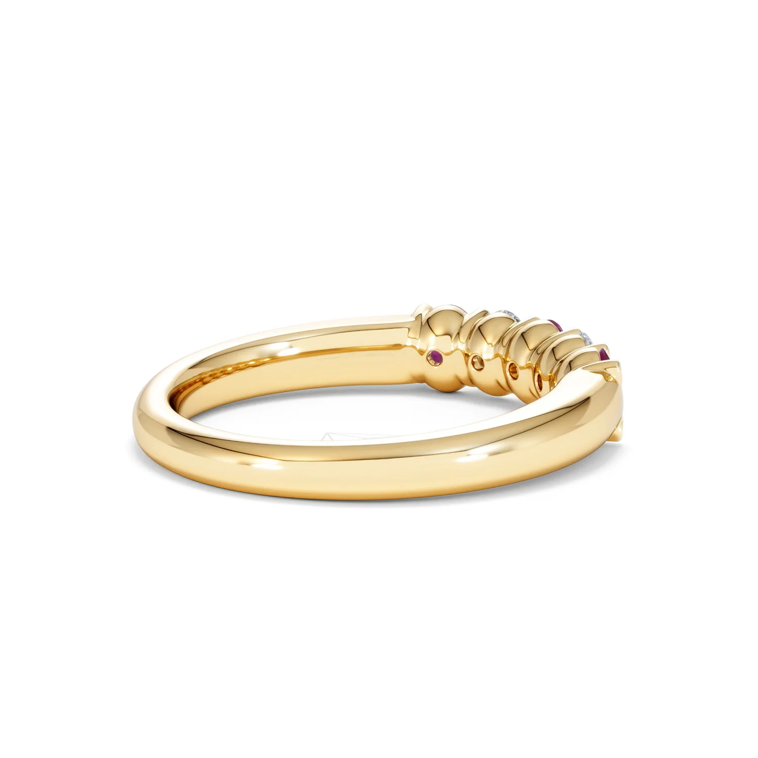 Solene 0.75ct Oval Cut Lab Ruby and Lab Diamond Half Band Eternity Ring in 18K Yellow Gold - Image 37