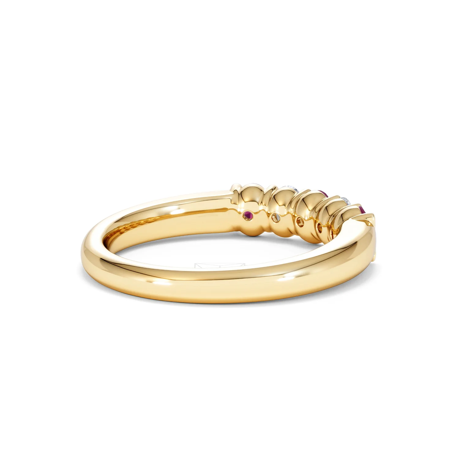 Solene 0.75ct Oval Cut Lab Ruby and Lab Diamond Half Band Eternity Ring in 18K Yellow Gold - Image 39