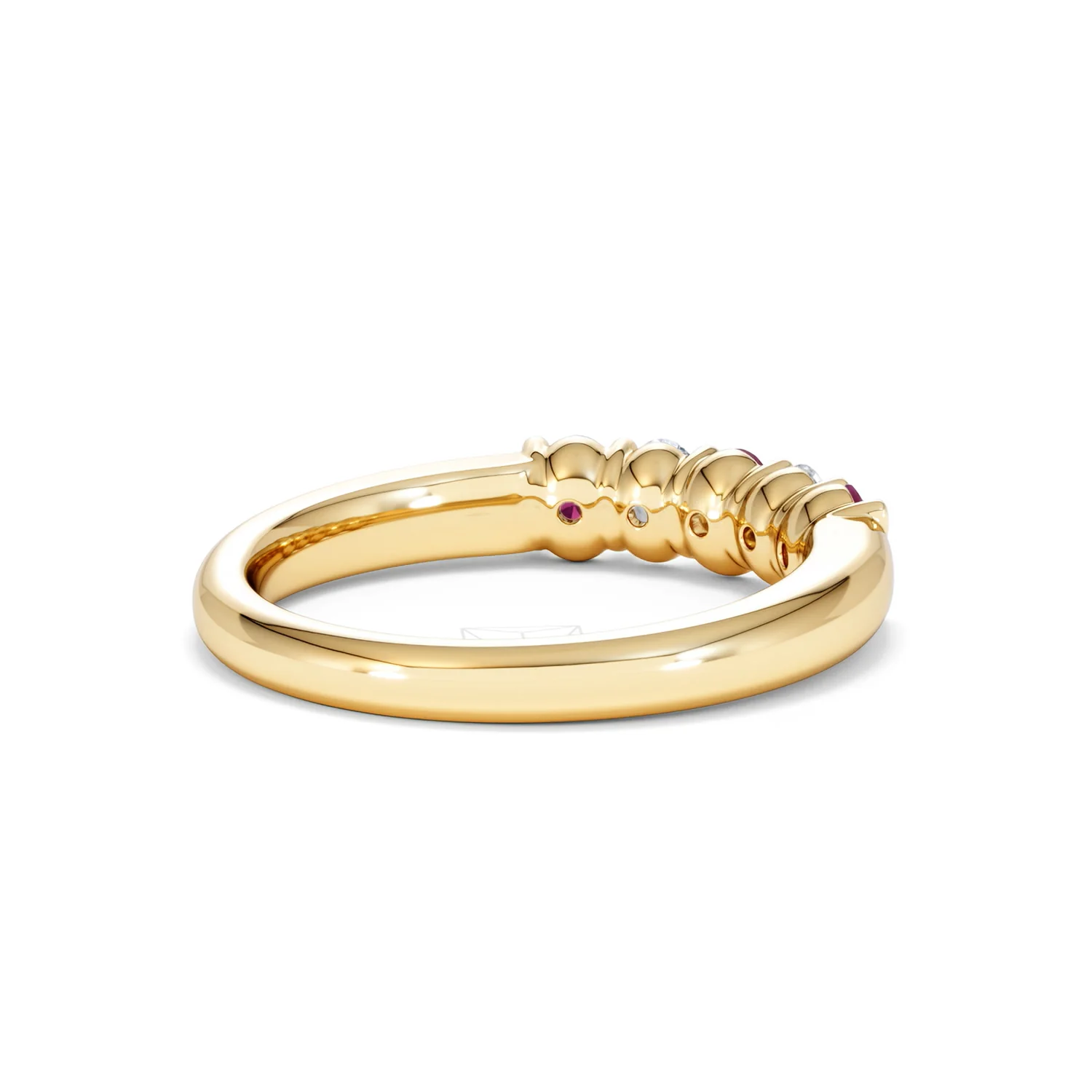 Solene 0.75ct Oval Cut Lab Ruby and Lab Diamond Half Band Eternity Ring in 18K Yellow Gold - Image 40