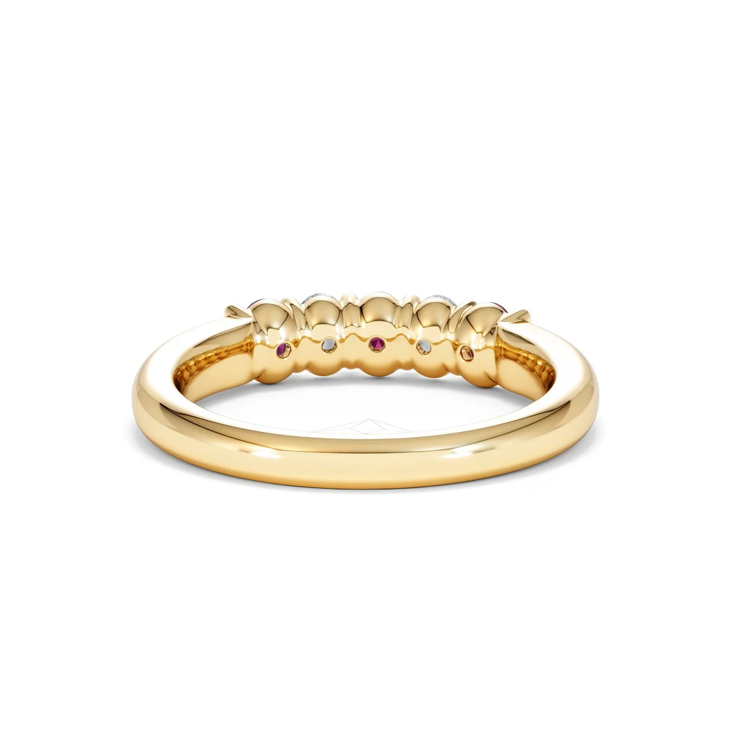Solene 0.75ct Oval Cut Lab Ruby and Lab Diamond Half Band Eternity Ring in 18K Yellow Gold - Image 48
