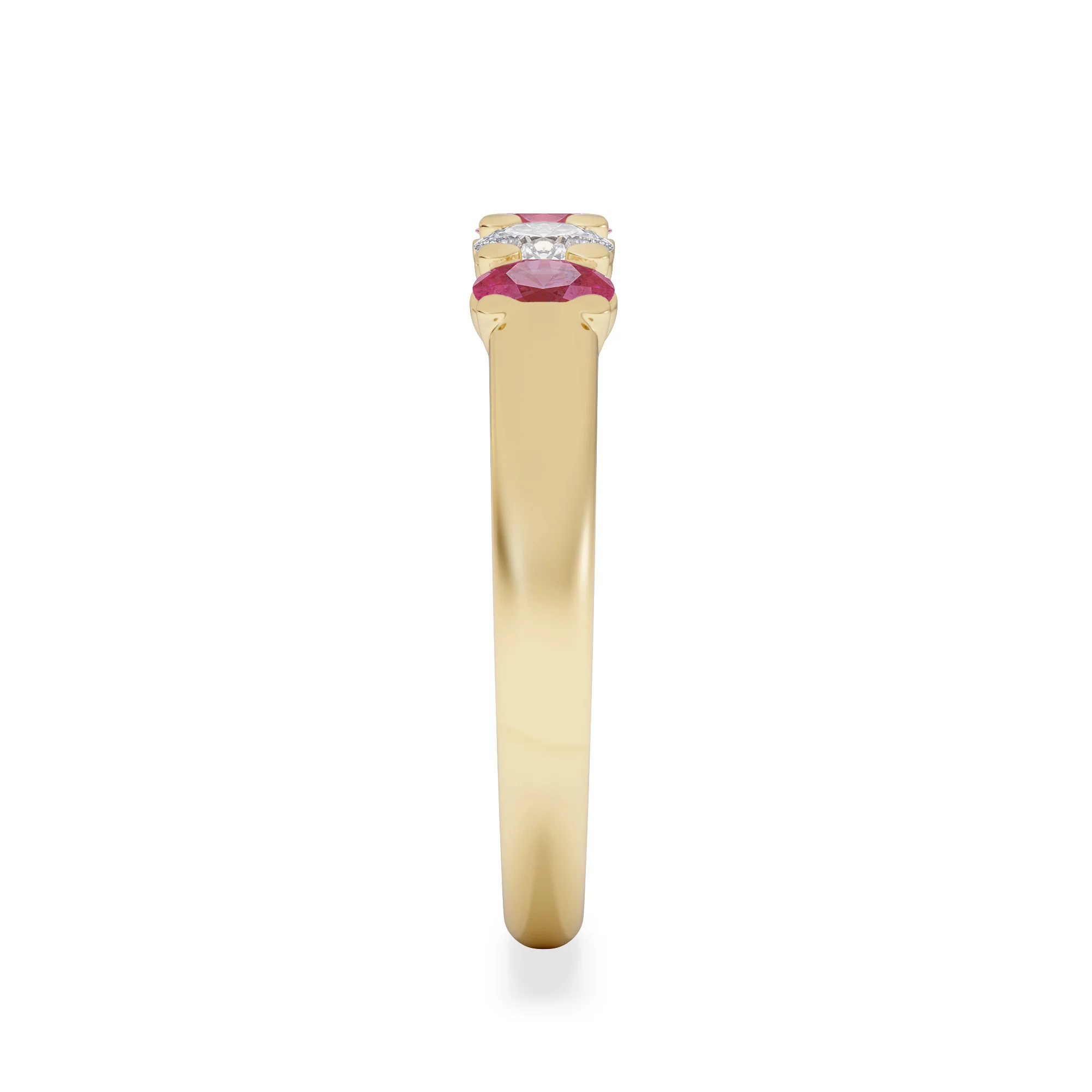 Solene 0.75ct Oval Cut Lab Ruby and Lab Diamond Half Band Eternity Ring in 18K Yellow Gold - Image 5