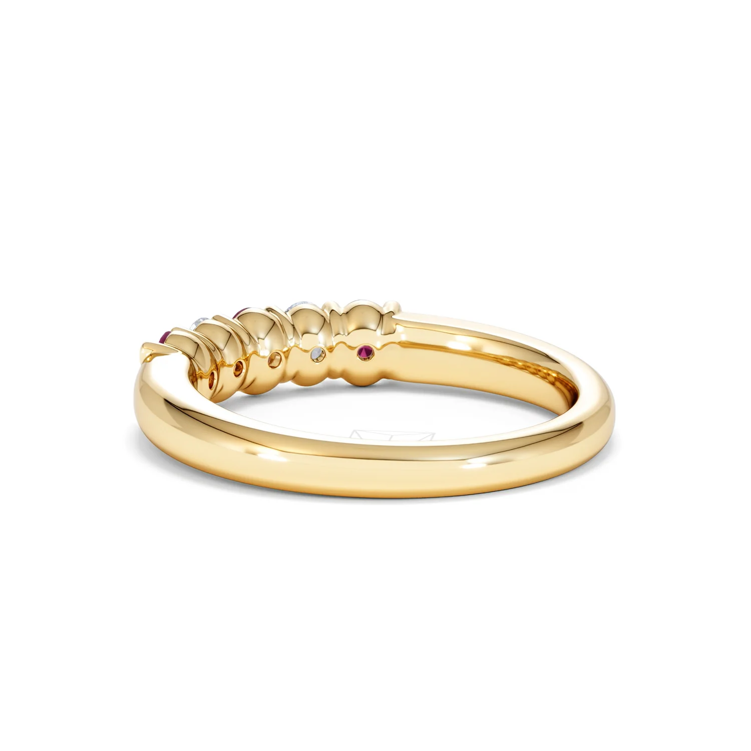 Solene 0.75ct Oval Cut Lab Ruby and Lab Diamond Half Band Eternity Ring in 18K Yellow Gold - Image 57