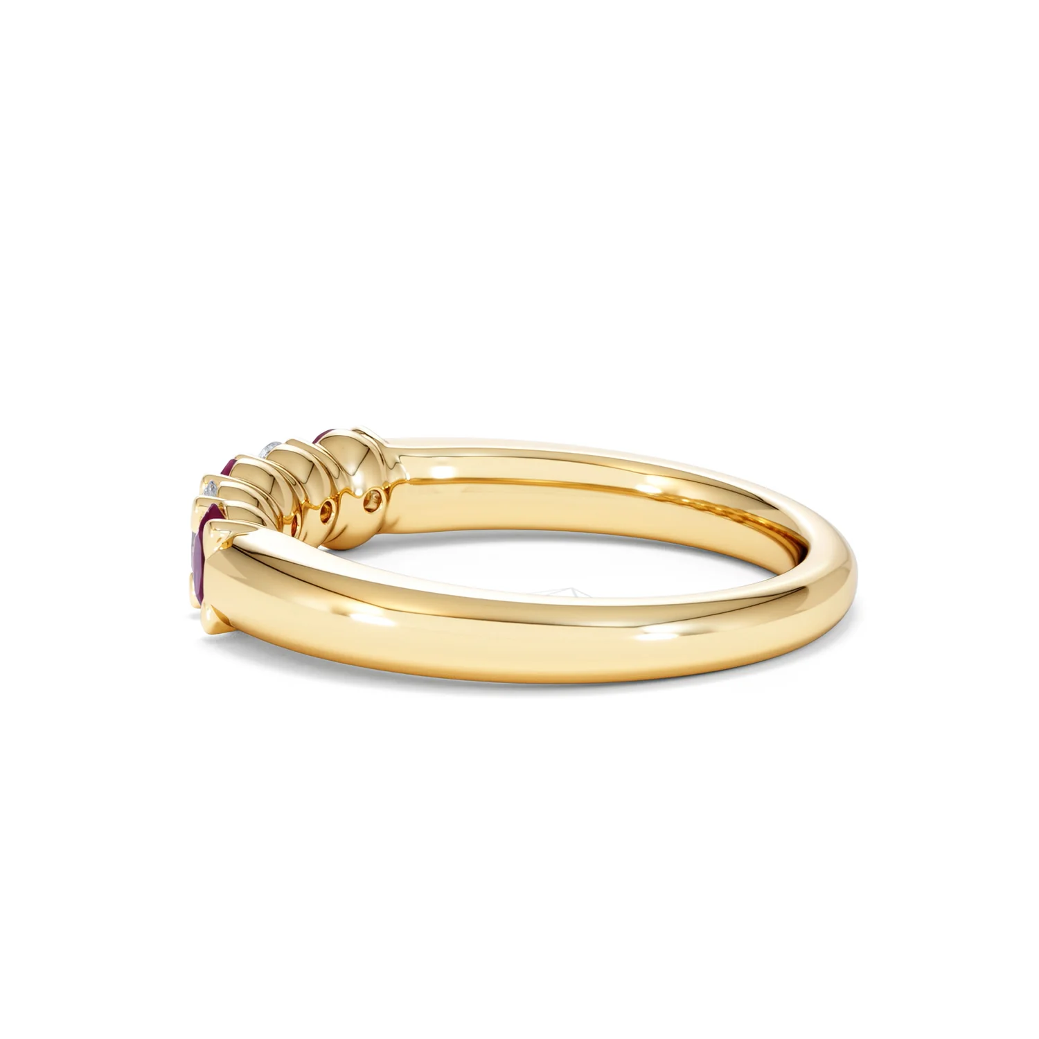 Solene 0.75ct Oval Cut Lab Ruby and Lab Diamond Half Band Eternity Ring in 18K Yellow Gold - Image 65