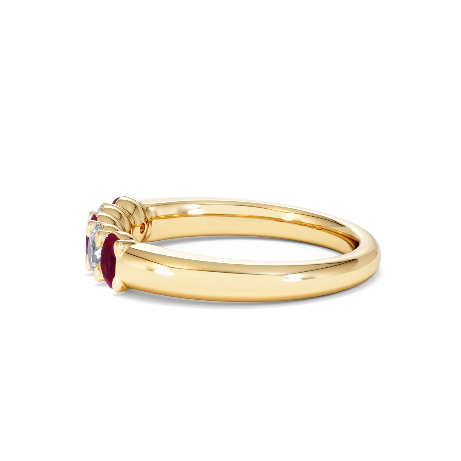 Solene 0.75ct Oval Cut Lab Ruby and Lab Diamond Half Band Eternity Ring in 18K Yellow Gold - Image 69