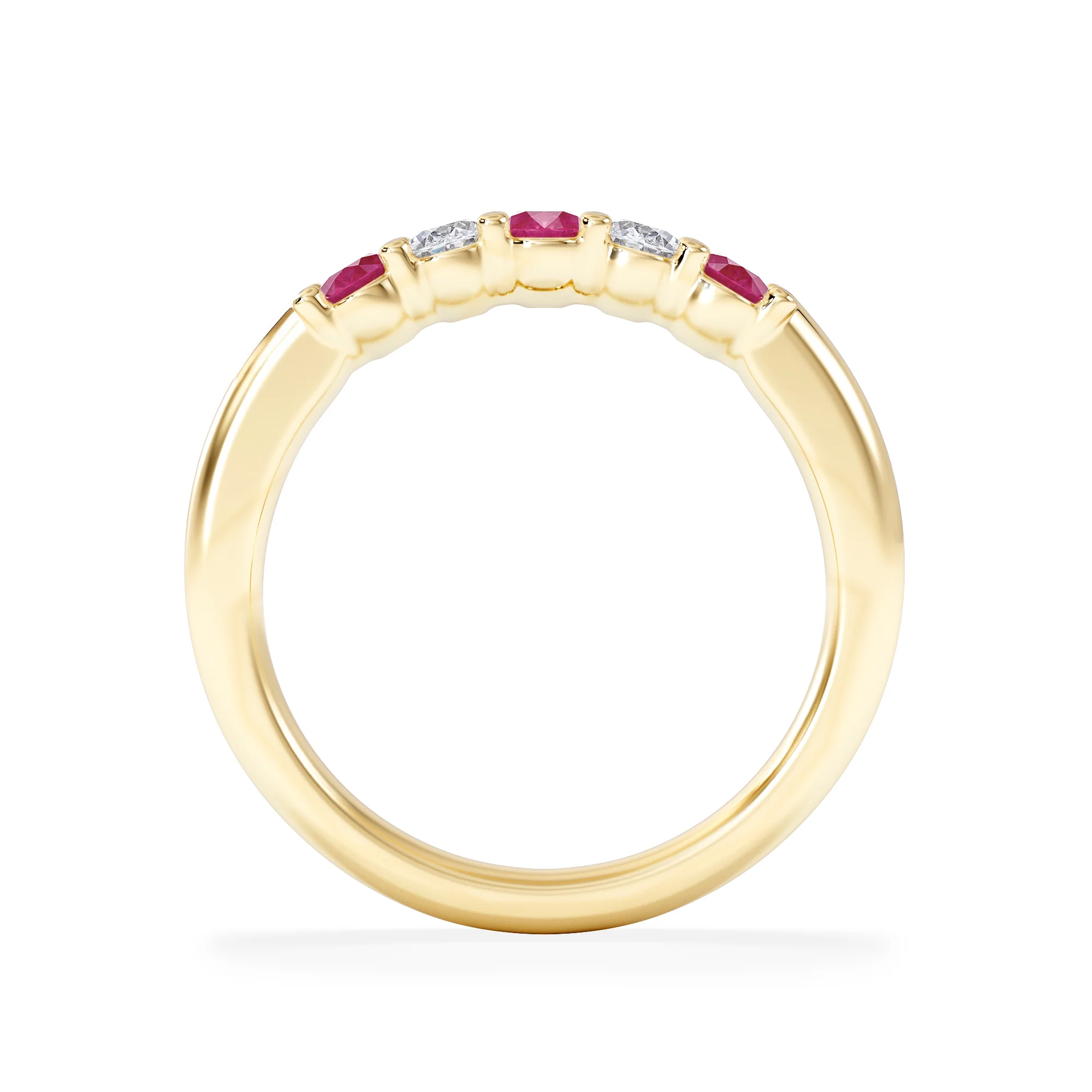 Solene 0.75ct Oval Cut Lab Ruby and Lab Diamond Half Band Eternity Ring in 18K Yellow Gold - Image 7