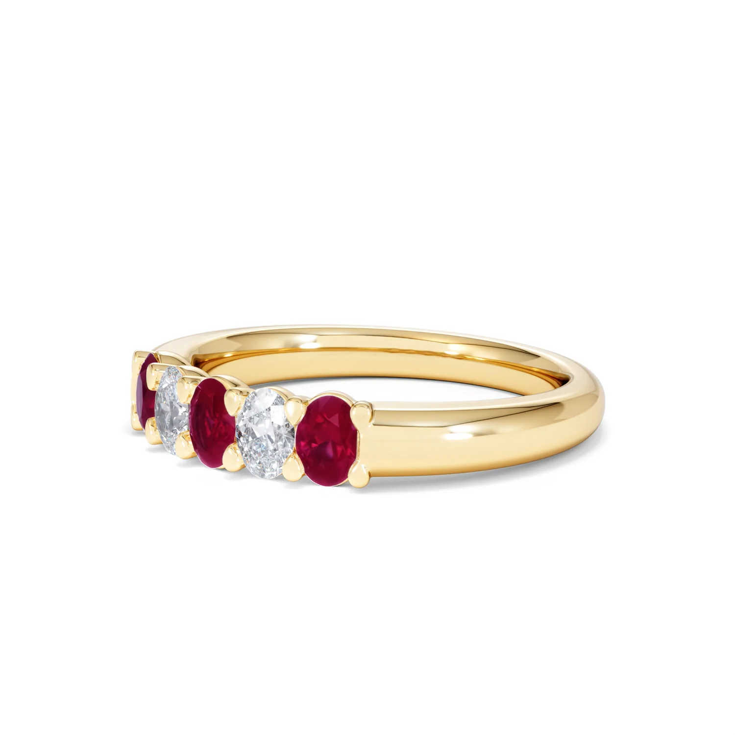 Solene 0.75ct Oval Cut Lab Ruby and Lab Diamond Half Band Eternity Ring in 18K Yellow Gold - Image 79