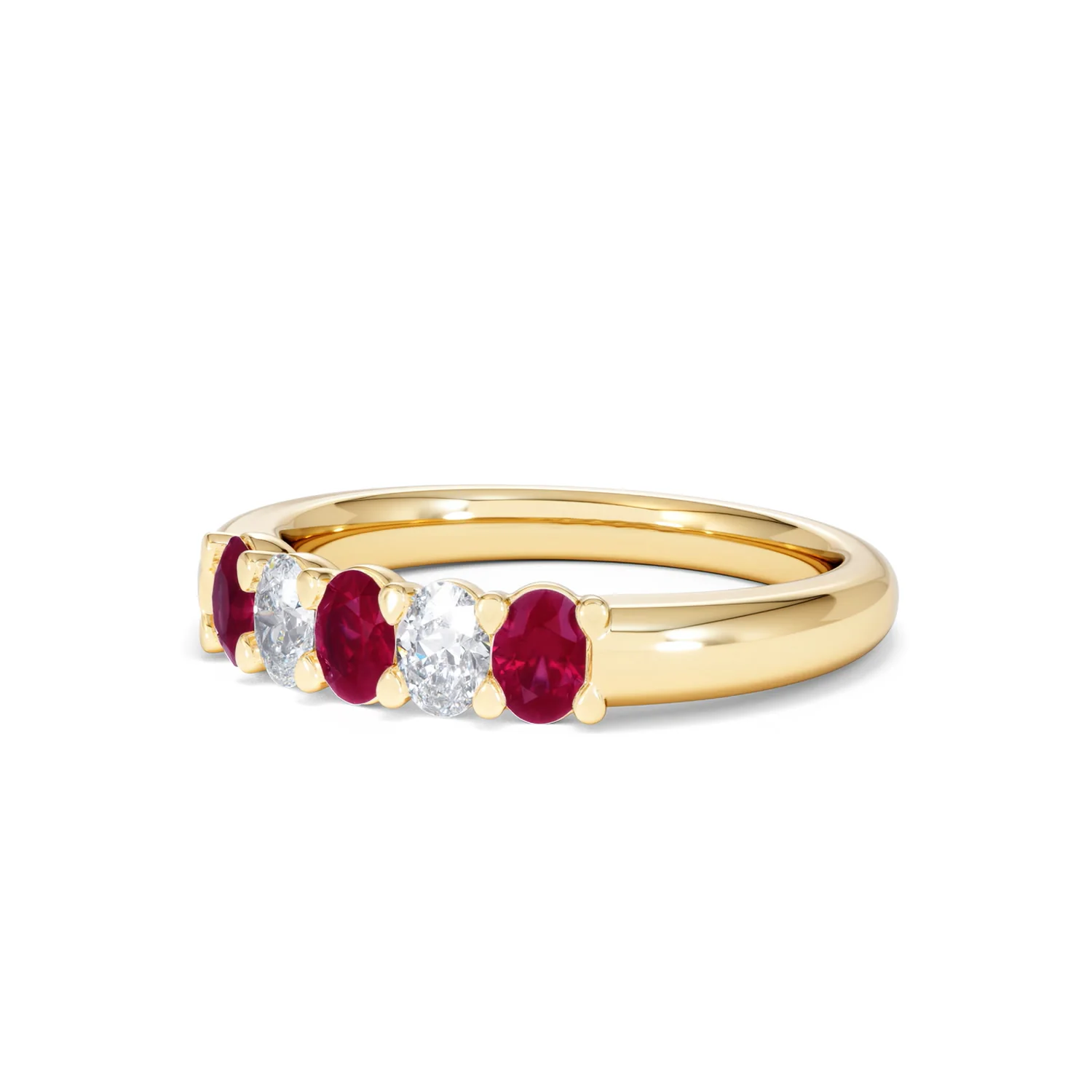 Solene 0.75ct Oval Cut Lab Ruby and Lab Diamond Half Band Eternity Ring in 18K Yellow Gold - Image 81