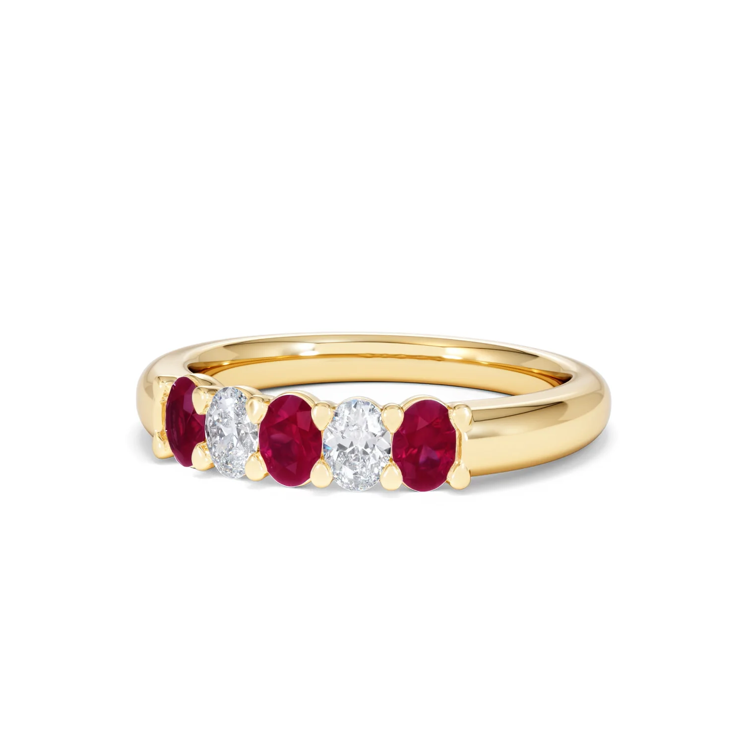 Solene 0.75ct Oval Cut Lab Ruby and Lab Diamond Half Band Eternity Ring in 18K Yellow Gold - Image 84