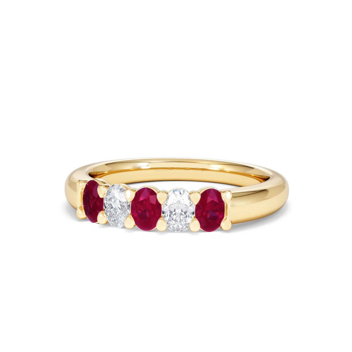 Solene 0.75ct Oval Cut Lab Ruby and Lab Diamond Half Band Eternity Ring in 18K Yellow Gold - Image 85