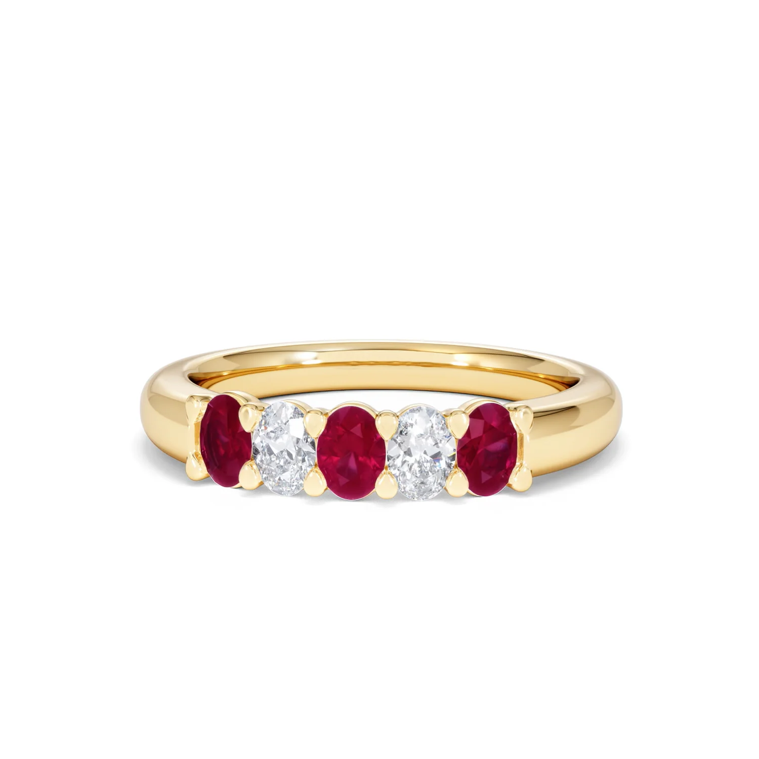 Solene 0.75ct Oval Cut Lab Ruby and Lab Diamond Half Band Eternity Ring in 18K Yellow Gold - Image 87