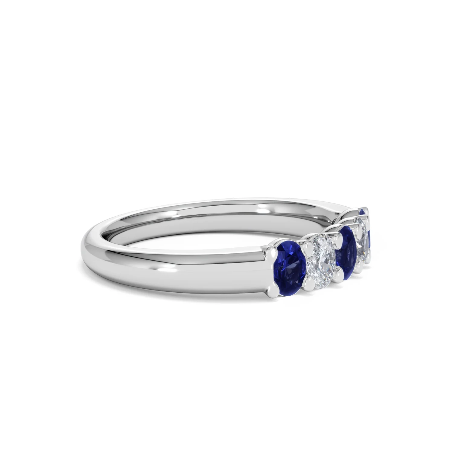 Solene 0.75ct Oval Cut Lab Sapphire and Lab Diamond Half Band Eternity Ring in 18k White Gold - Image 22
