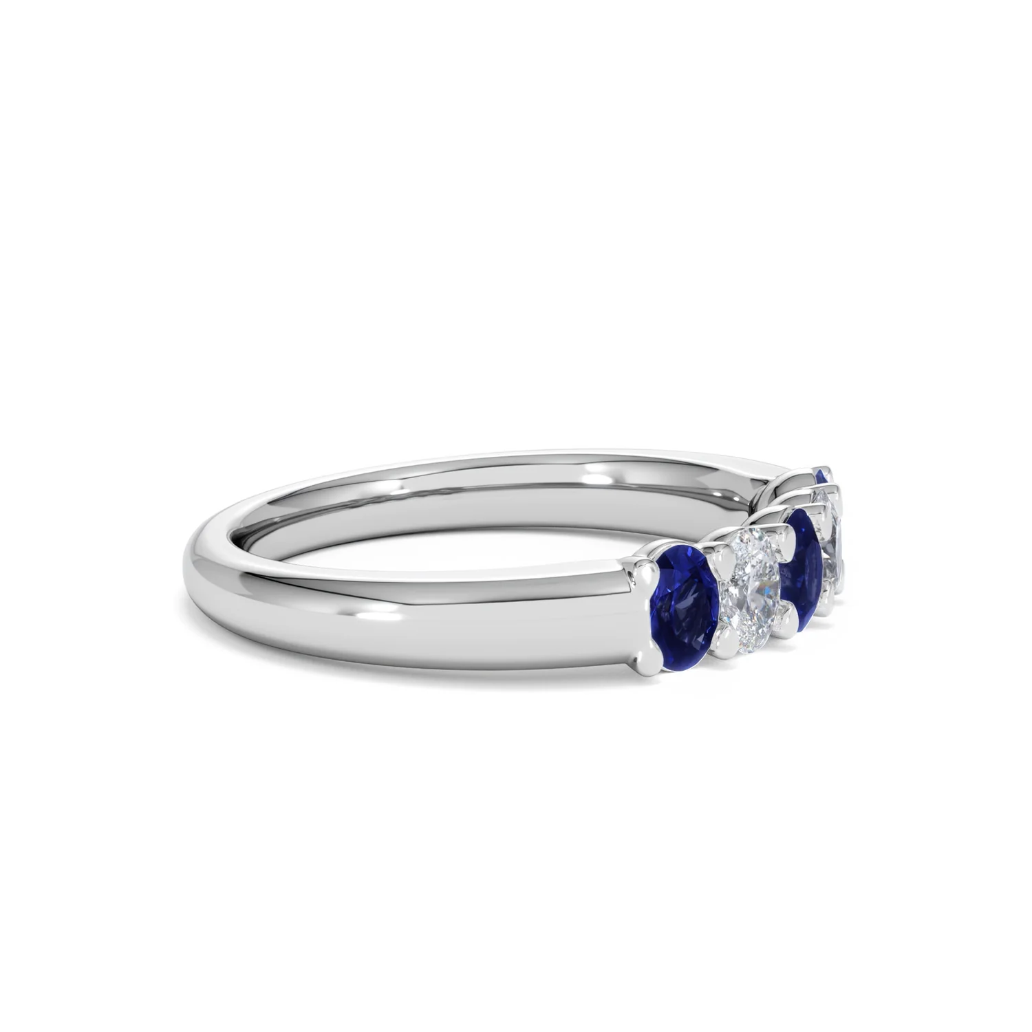 Solene 0.75ct Oval Cut Lab Sapphire and Lab Diamond Half Band Eternity Ring in 18k White Gold - Image 23