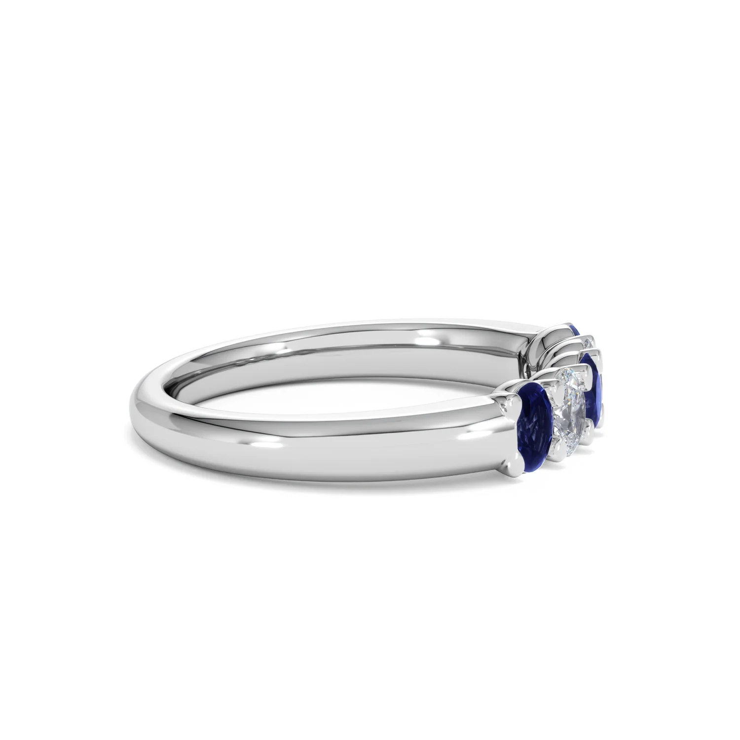 Solene 0.75ct Oval Cut Lab Sapphire and Lab Diamond Half Band Eternity Ring in 18k White Gold - Image 26