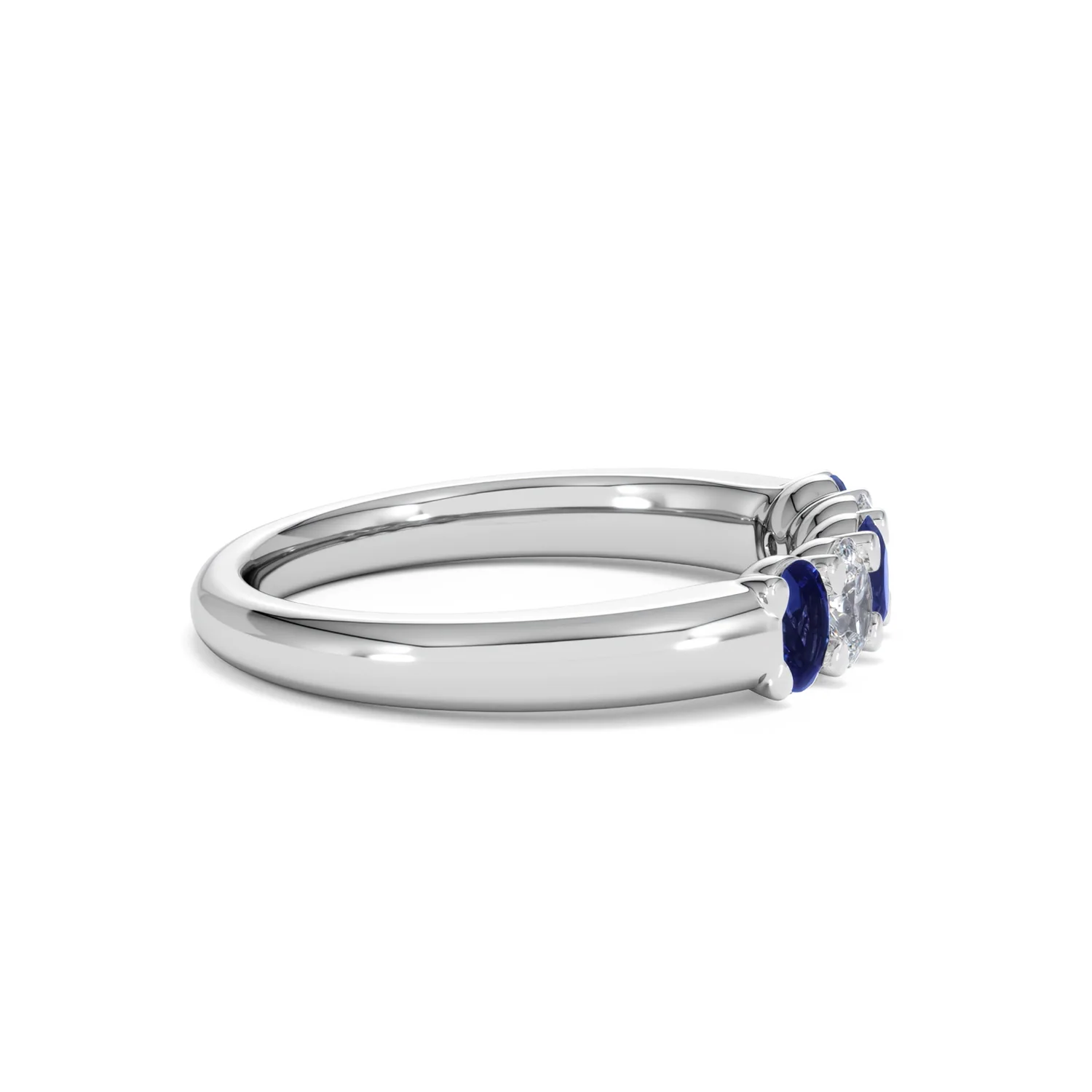 Solene 0.75ct Oval Cut Lab Sapphire and Lab Diamond Half Band Eternity Ring in 18k White Gold - Image 27