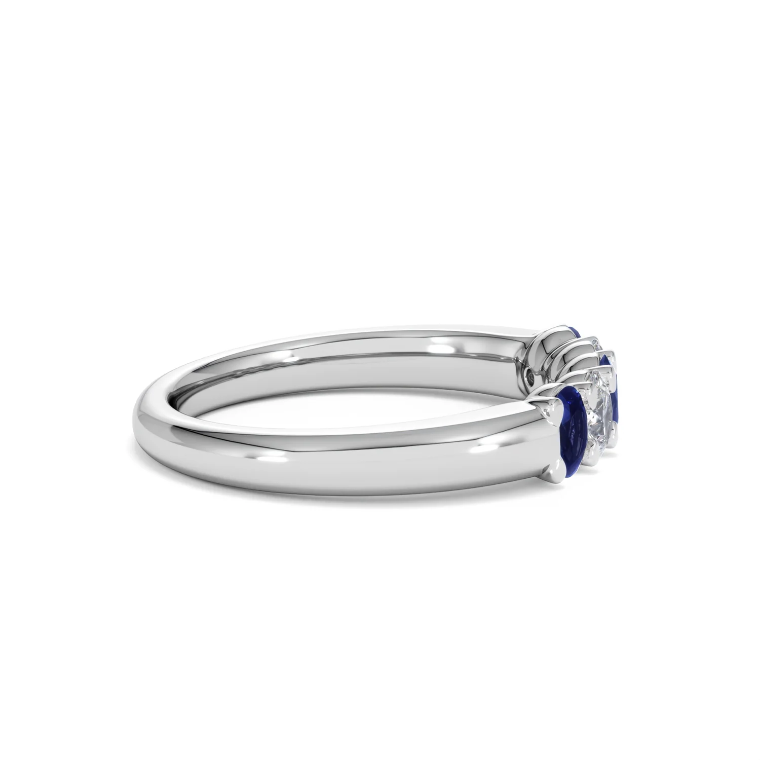 Solene 0.75ct Oval Cut Lab Sapphire and Lab Diamond Half Band Eternity Ring in 18k White Gold - Image 28