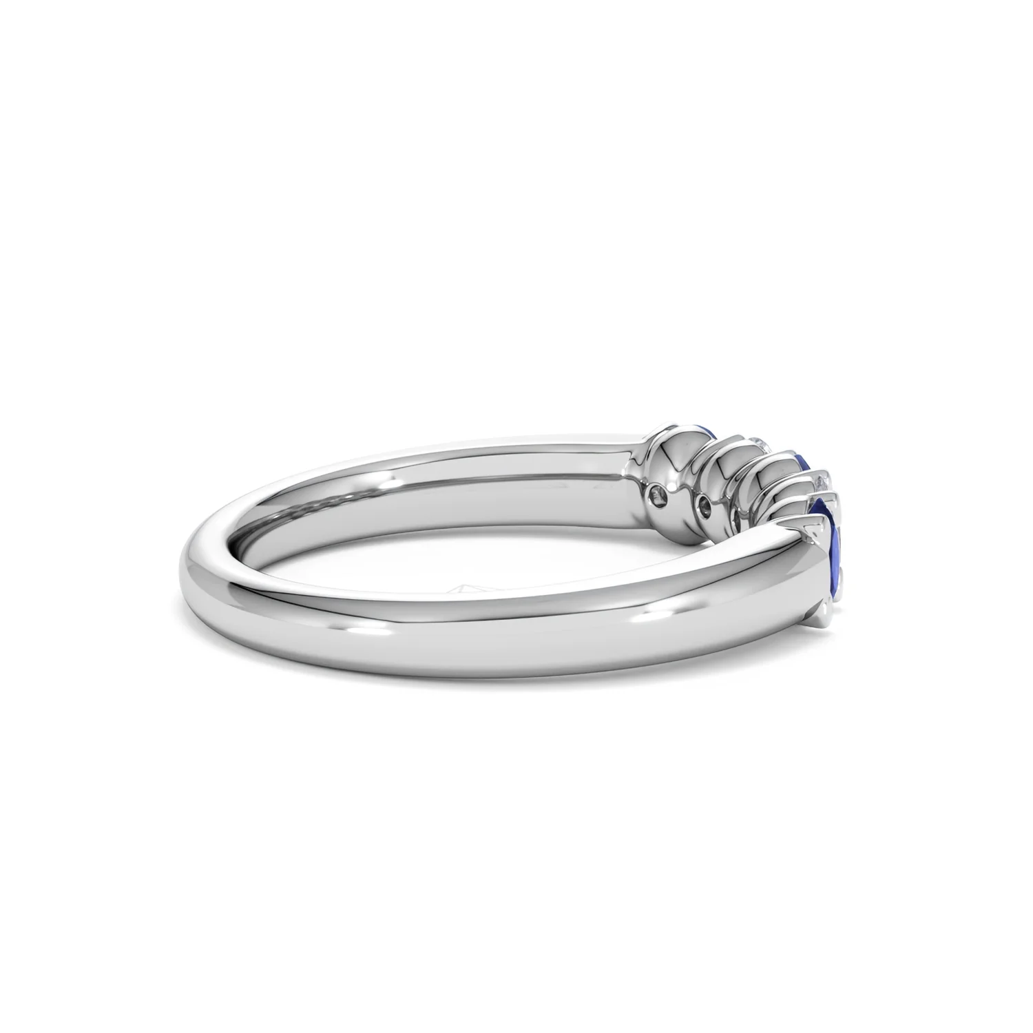 Solene 0.75ct Oval Cut Lab Sapphire and Lab Diamond Half Band Eternity Ring in 18k White Gold - Image 33