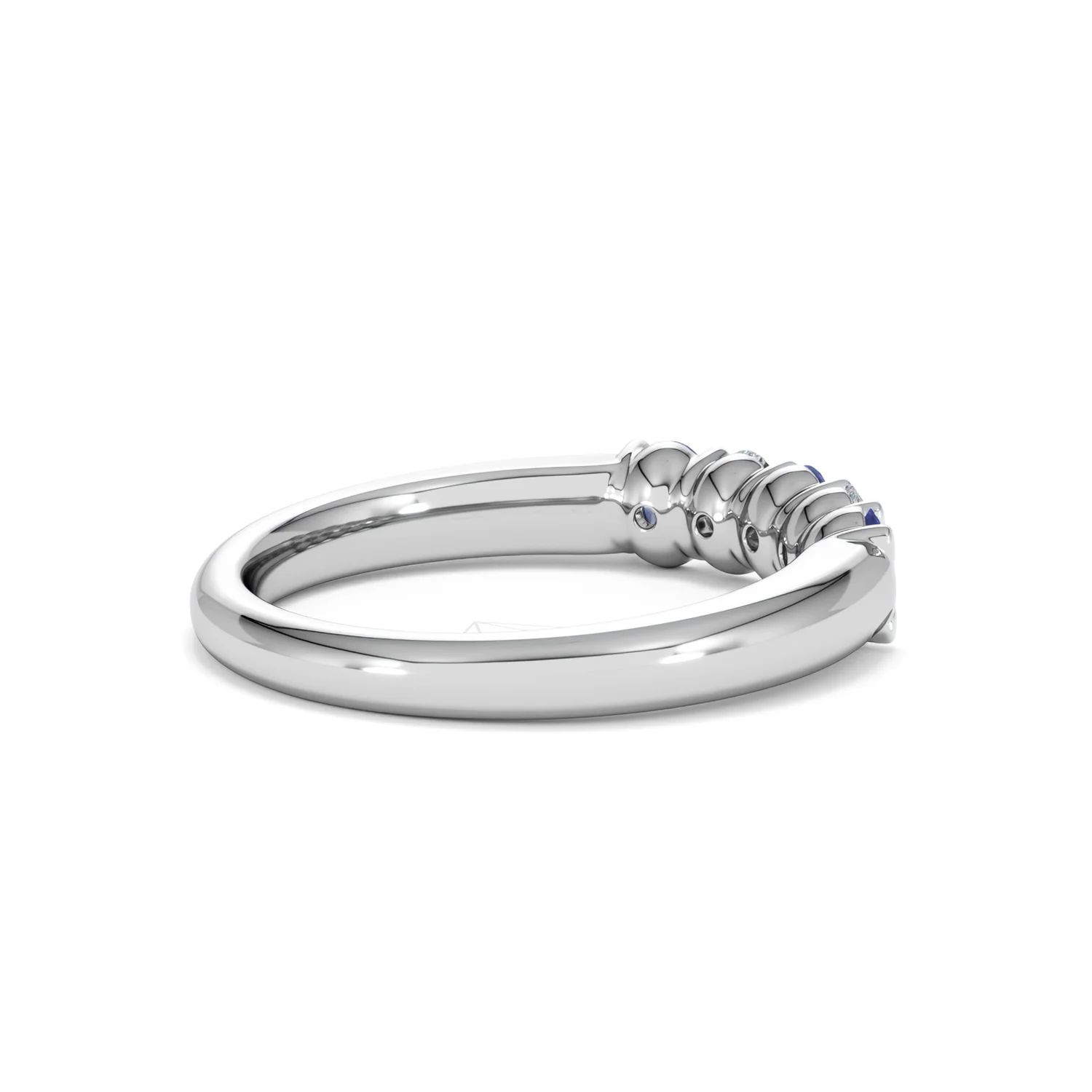Solene 0.75ct Oval Cut Lab Sapphire and Lab Diamond Half Band Eternity Ring in 18k White Gold - Image 36