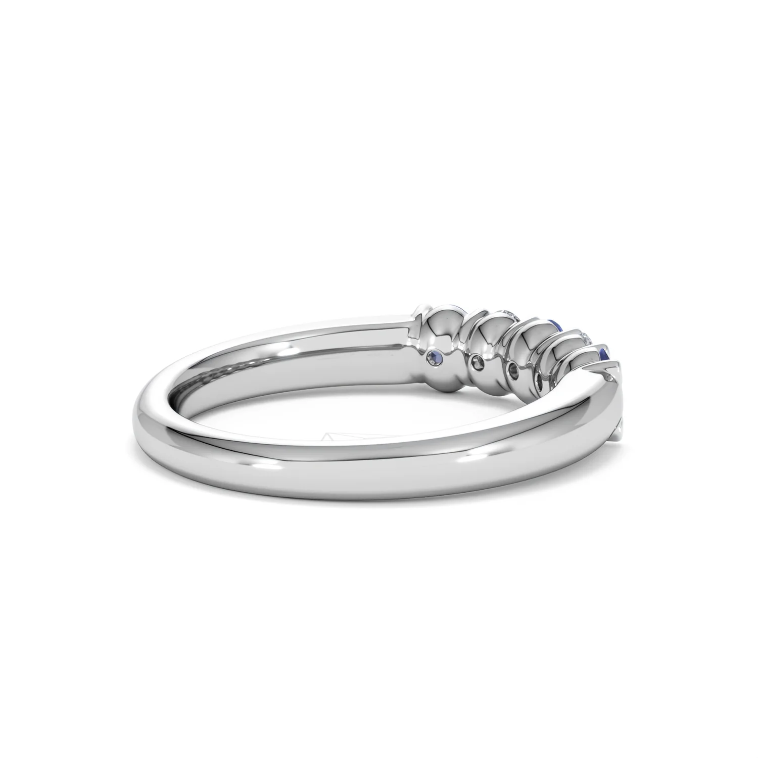 Solene 0.75ct Oval Cut Lab Sapphire and Lab Diamond Half Band Eternity Ring in 18k White Gold - Image 37