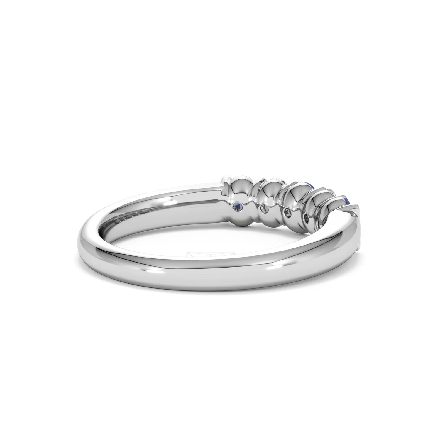 Solene 0.75ct Oval Cut Lab Sapphire and Lab Diamond Half Band Eternity Ring in 18k White Gold - Image 39