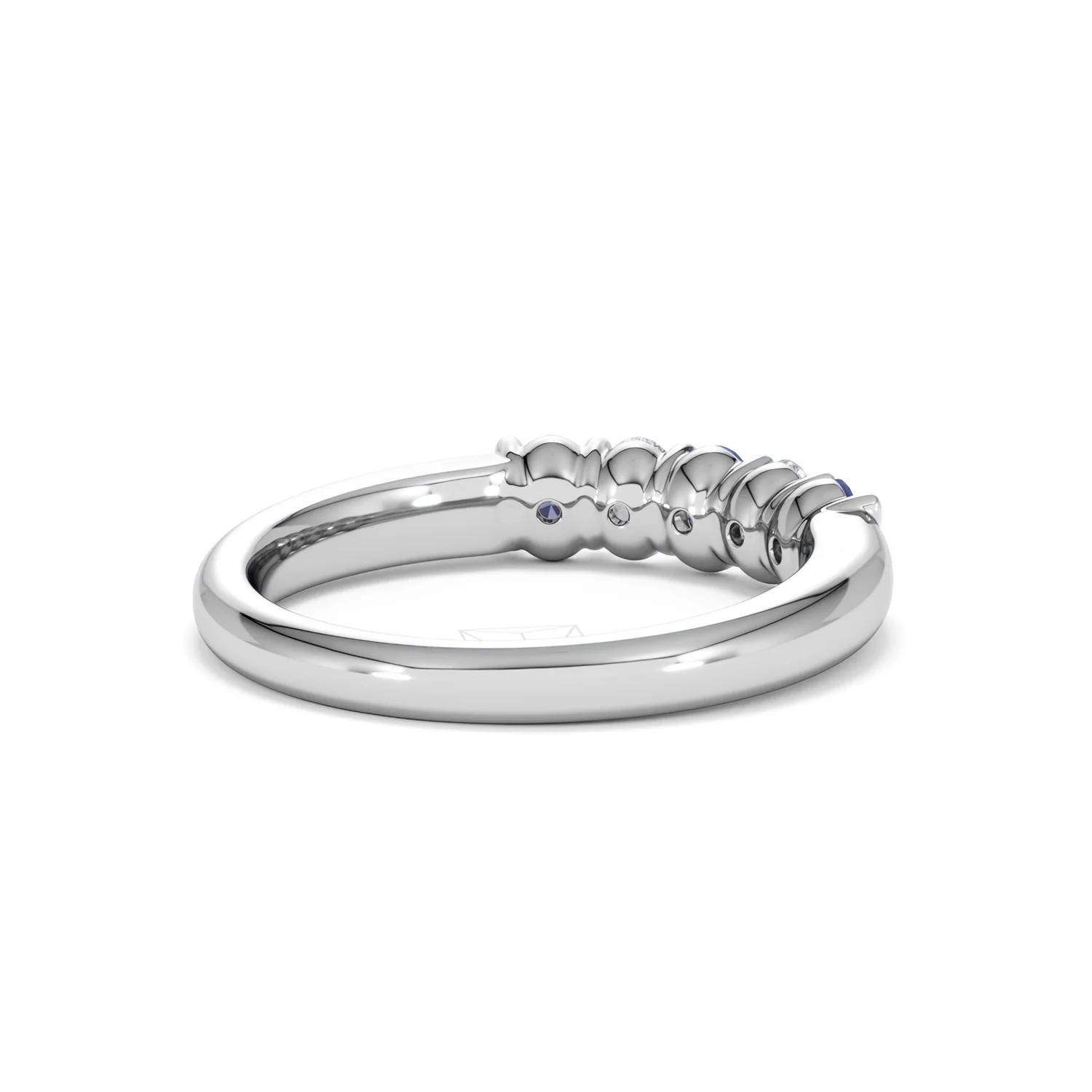 Solene 0.75ct Oval Cut Lab Sapphire and Lab Diamond Half Band Eternity Ring in 18k White Gold - Image 41