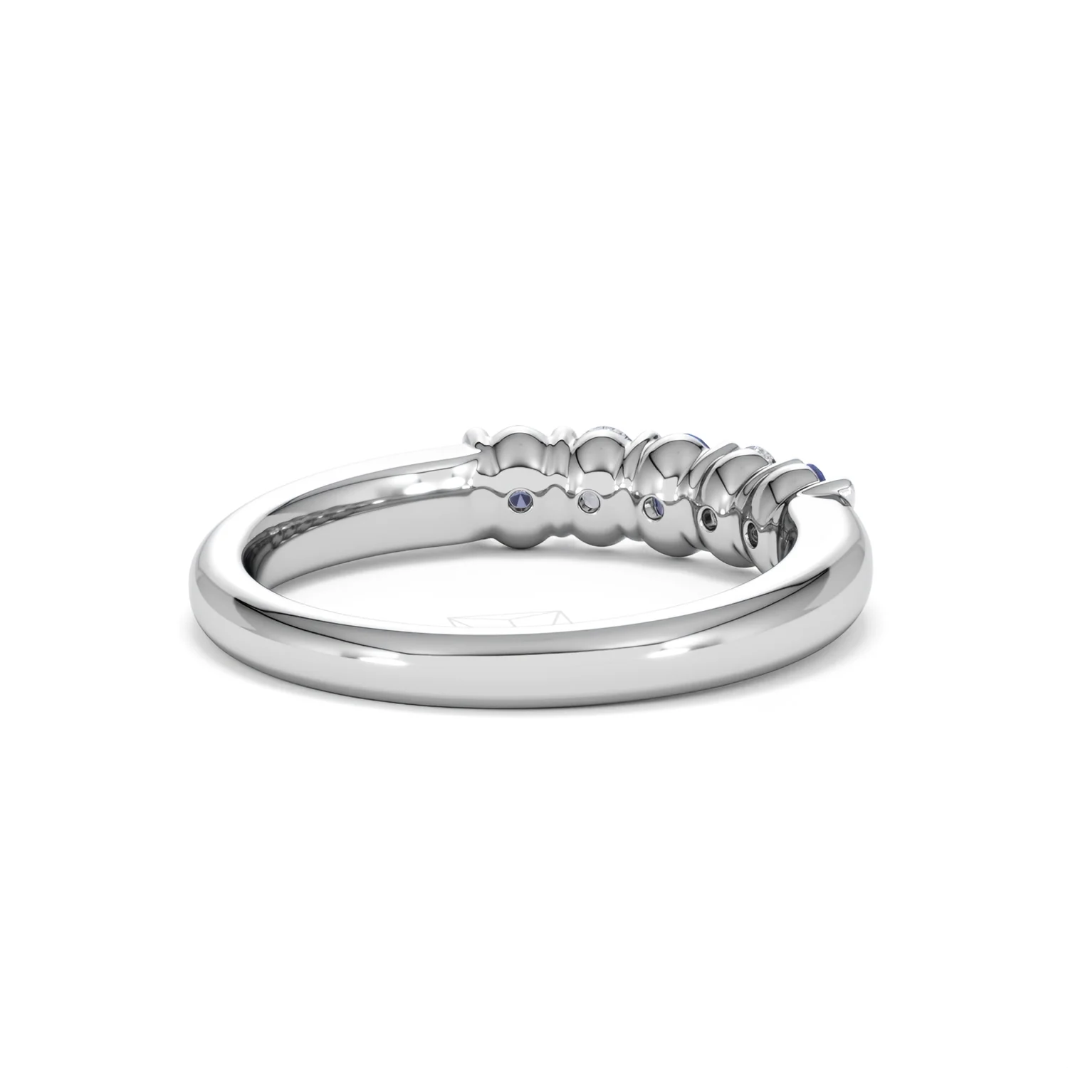 Solene 0.75ct Oval Cut Lab Sapphire and Lab Diamond Half Band Eternity Ring in 18k White Gold - Image 42