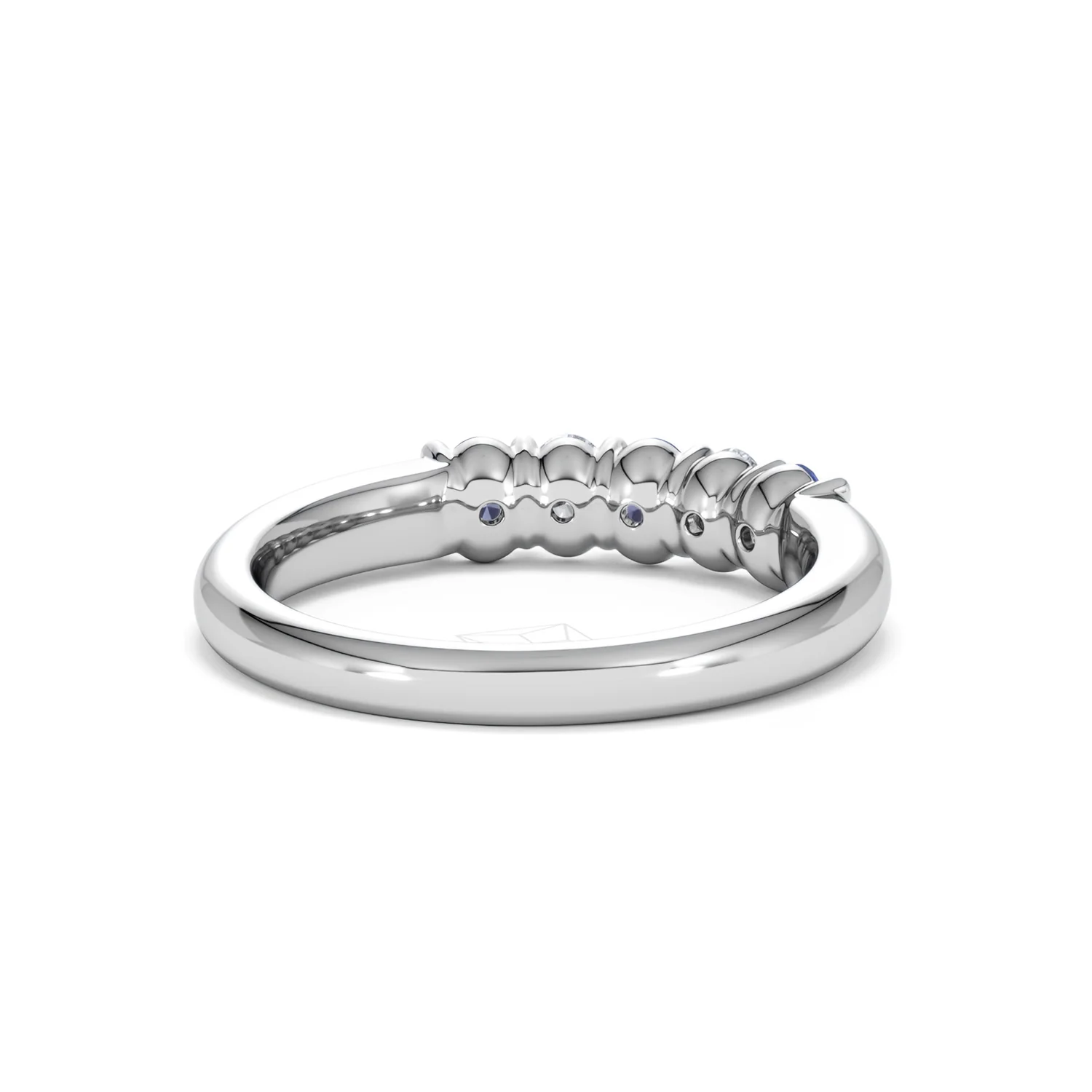 Solene 0.75ct Oval Cut Lab Sapphire and Lab Diamond Half Band Eternity Ring in 18k White Gold - Image 44