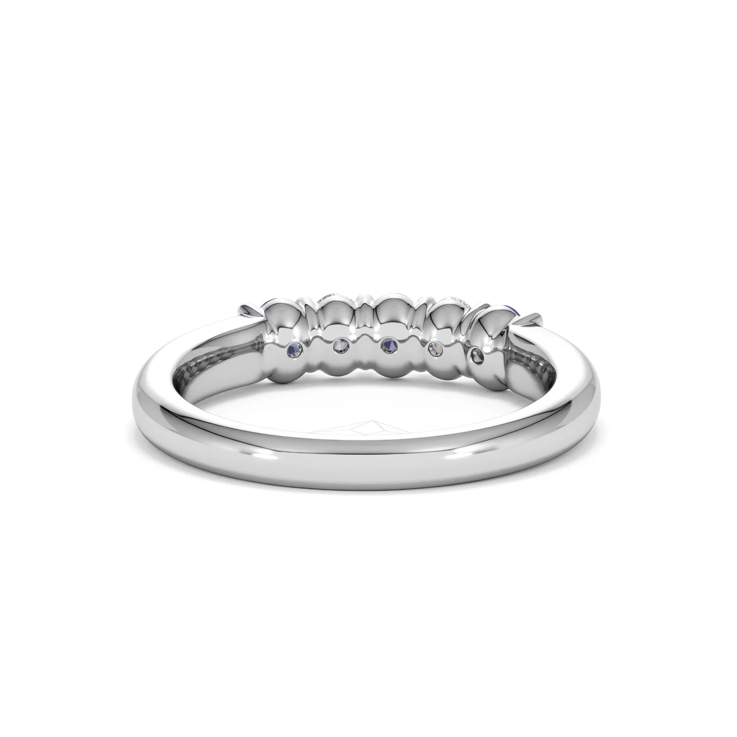 Solene 0.75ct Oval Cut Lab Sapphire and Lab Diamond Half Band Eternity Ring in 18k White Gold - Image 47