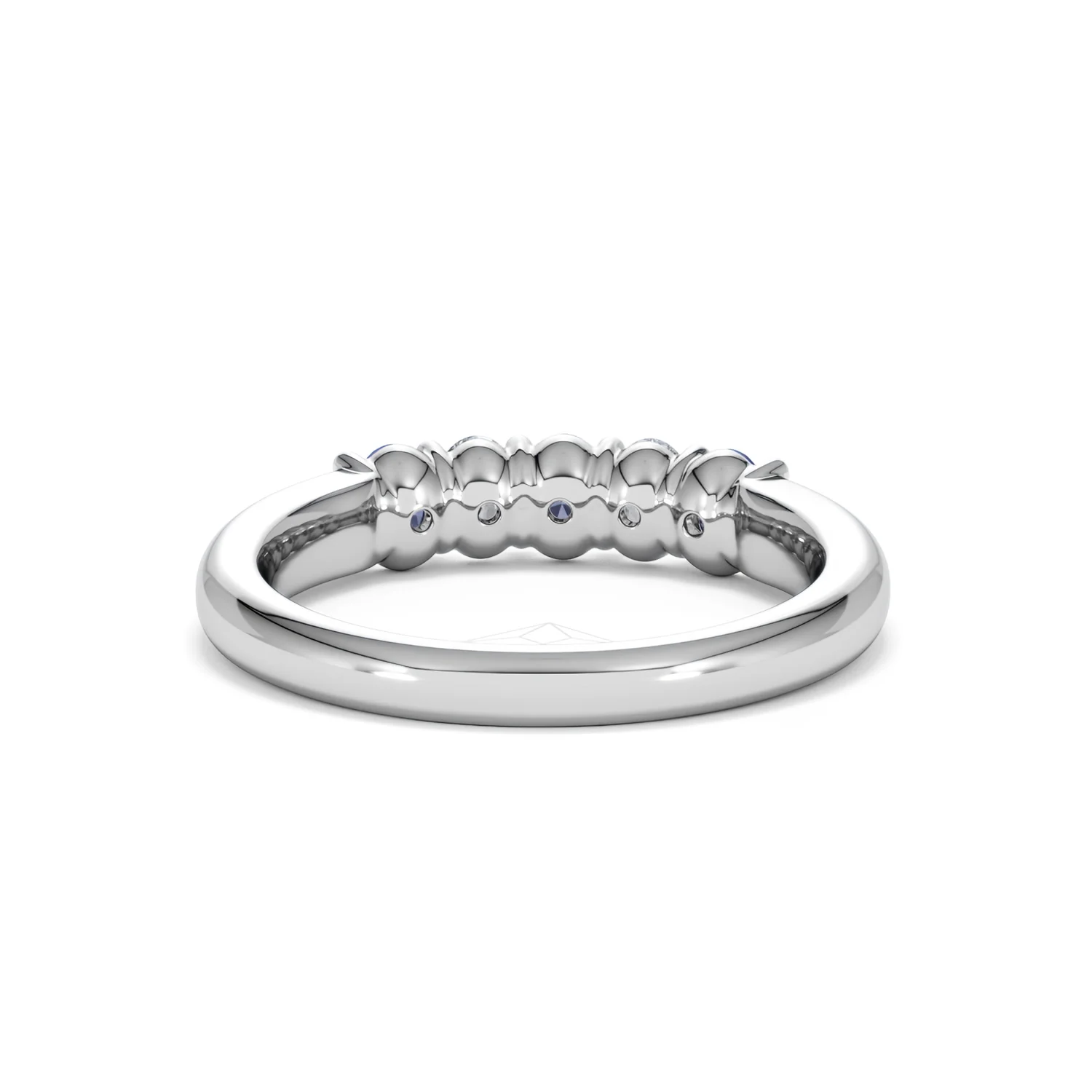 Solene 0.75ct Oval Cut Lab Sapphire and Lab Diamond Half Band Eternity Ring in 18k White Gold - Image 48