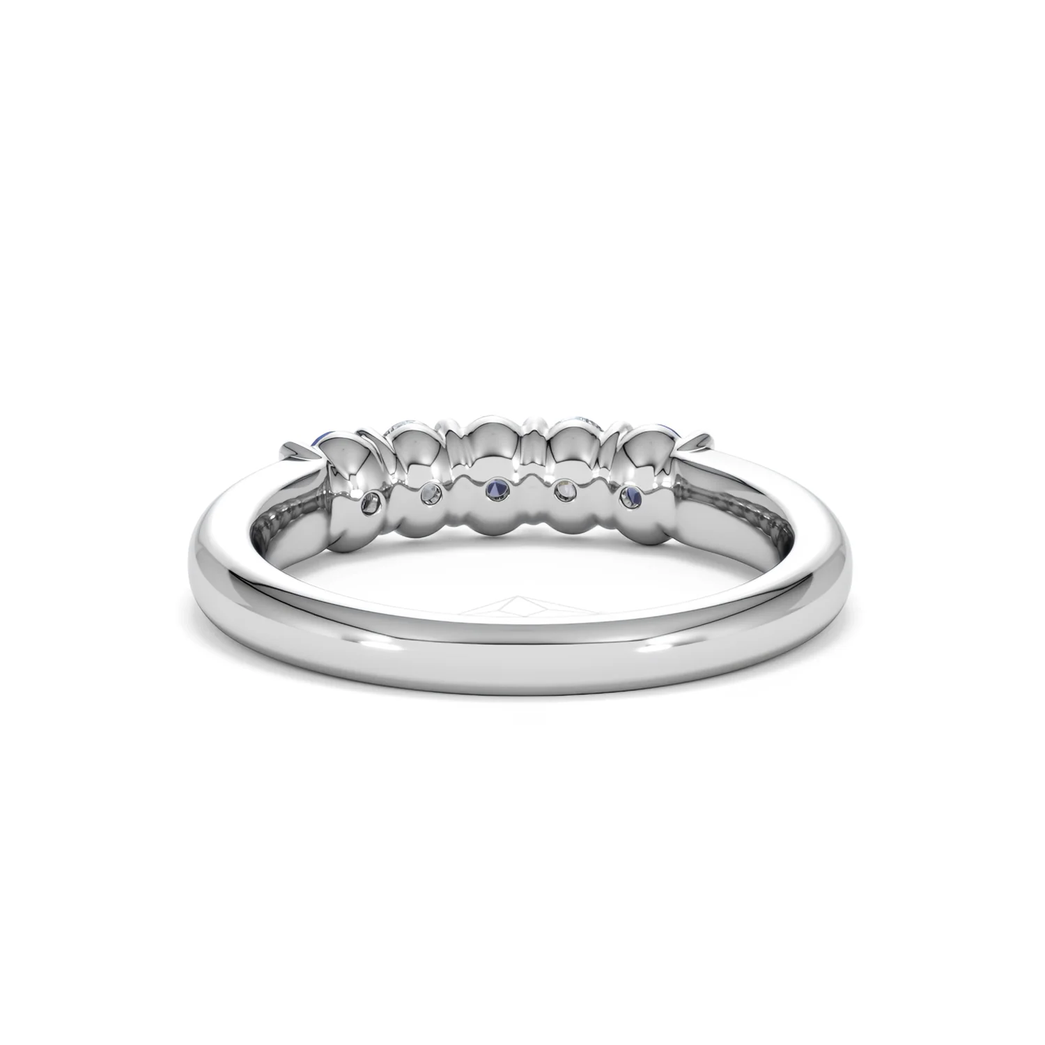 Solene 0.75ct Oval Cut Lab Sapphire and Lab Diamond Half Band Eternity Ring in 18k White Gold - Image 50