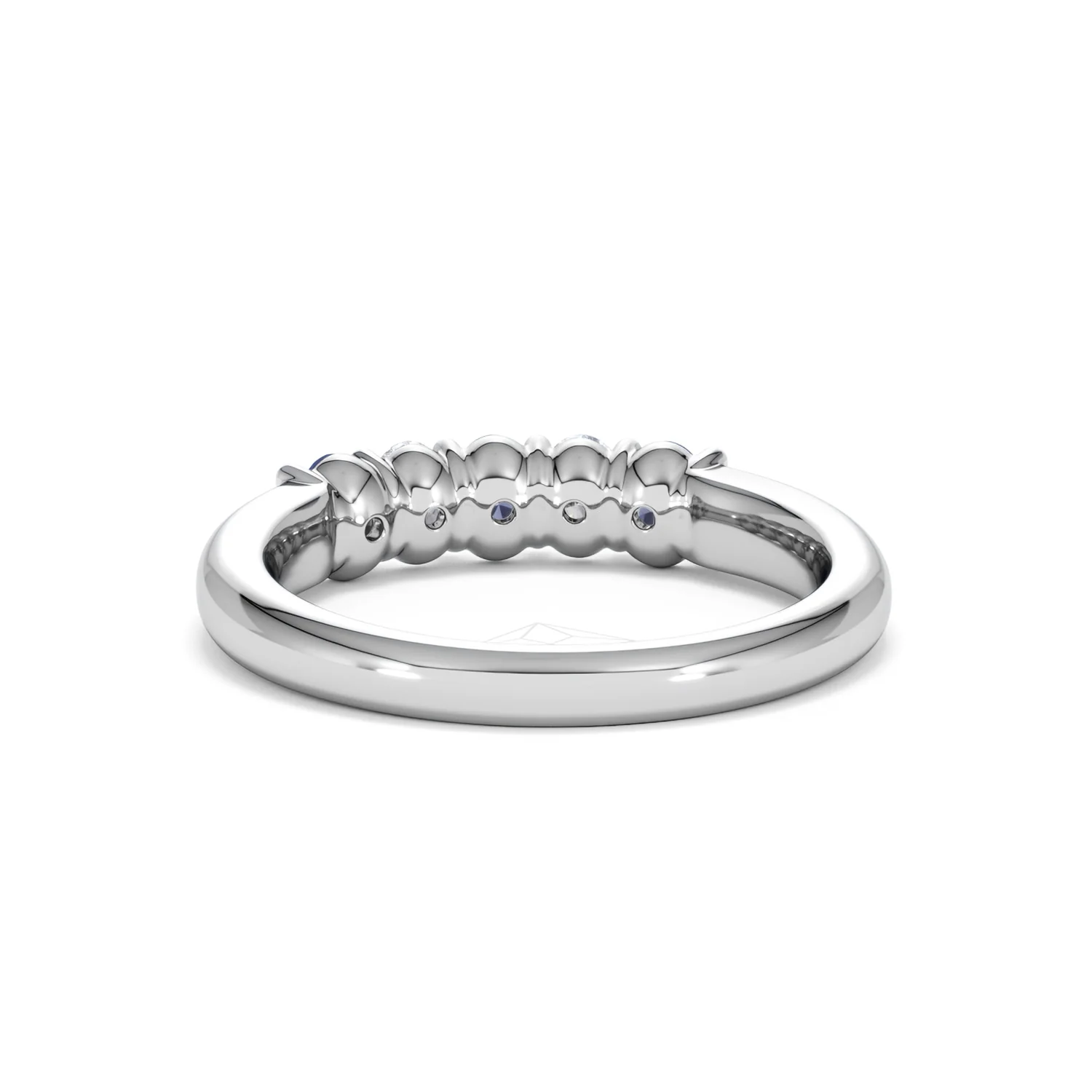 Solene 0.75ct Oval Cut Lab Sapphire and Lab Diamond Half Band Eternity Ring in 18k White Gold - Image 51